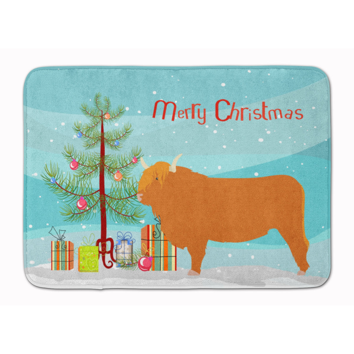 Caroline'S Treasures Highland Cow Christmas Floor Mat, 19 X 27, Multicolor