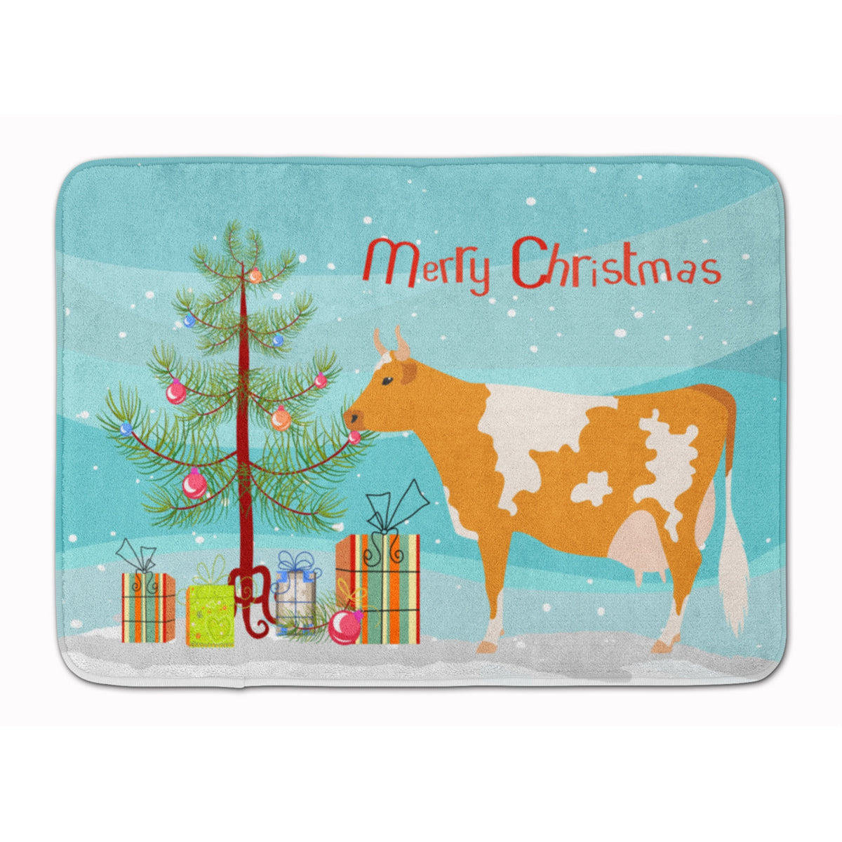 Caroline'S Treasures Guernsey Cow Christmas Floor Mat, 19 X 27, Multicolor