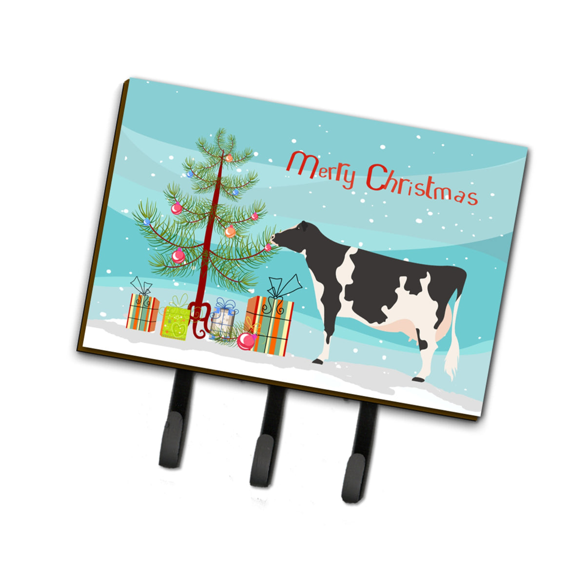 Caroline'S Treasures Holstein Cow Christmas Wall Hook, Triple, Multicolor