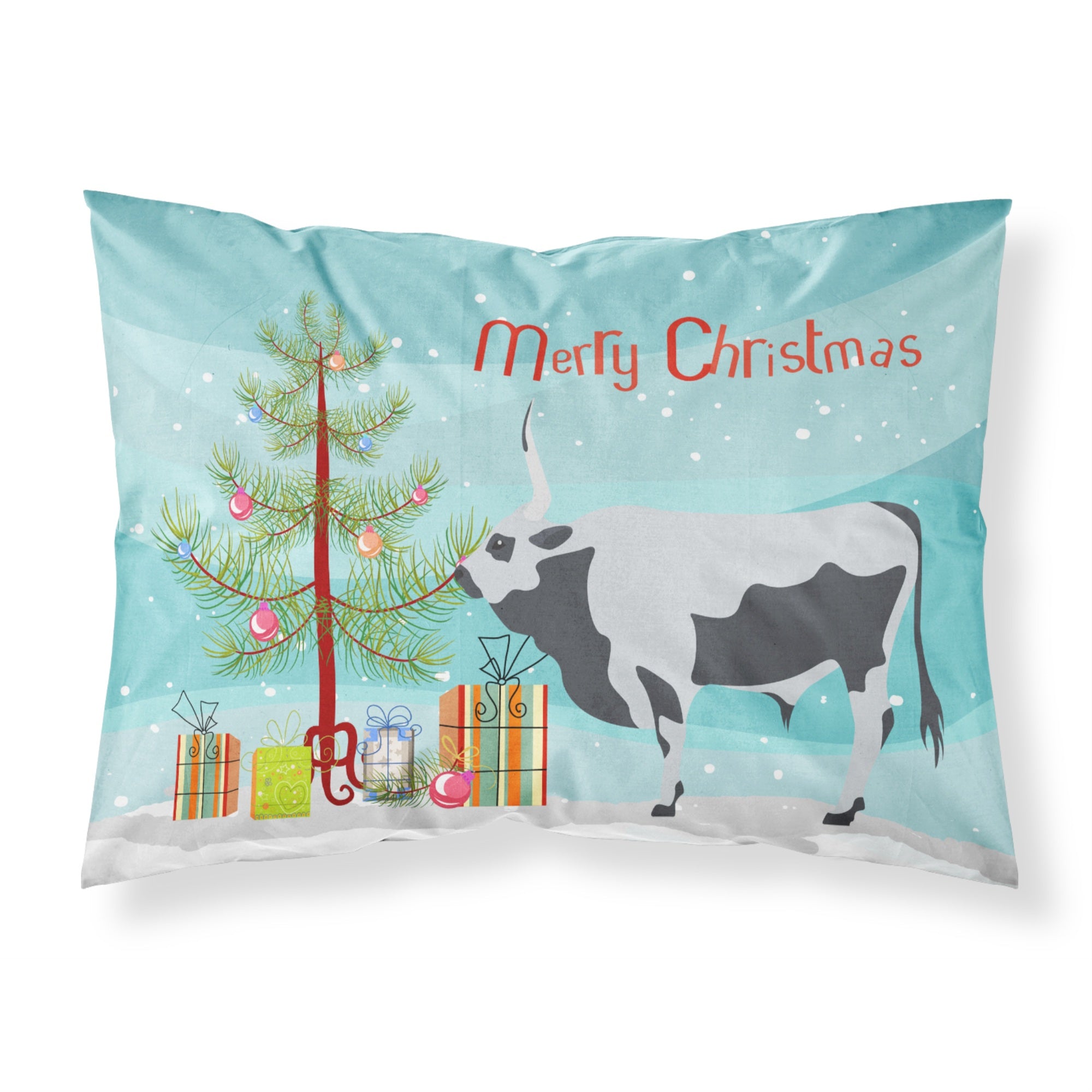 Caroline'S Treasures Hungarian Grey Steppe Cow Christmas Pillowcase, Standard, Multicolor