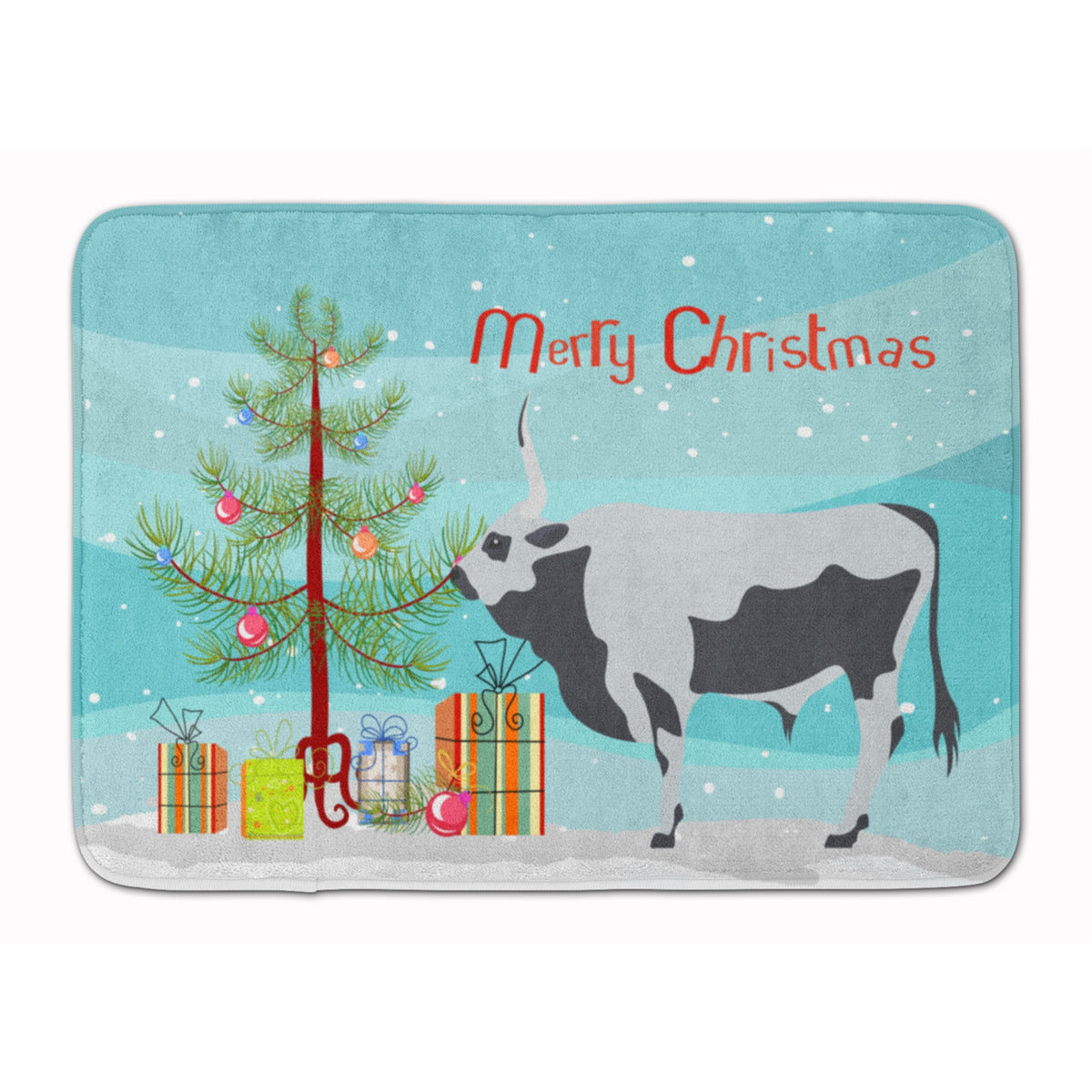Caroline'S Treasures Hungarian Grey Steppe Cow Christmas Floor Mat, 19 X 27, Multicolor