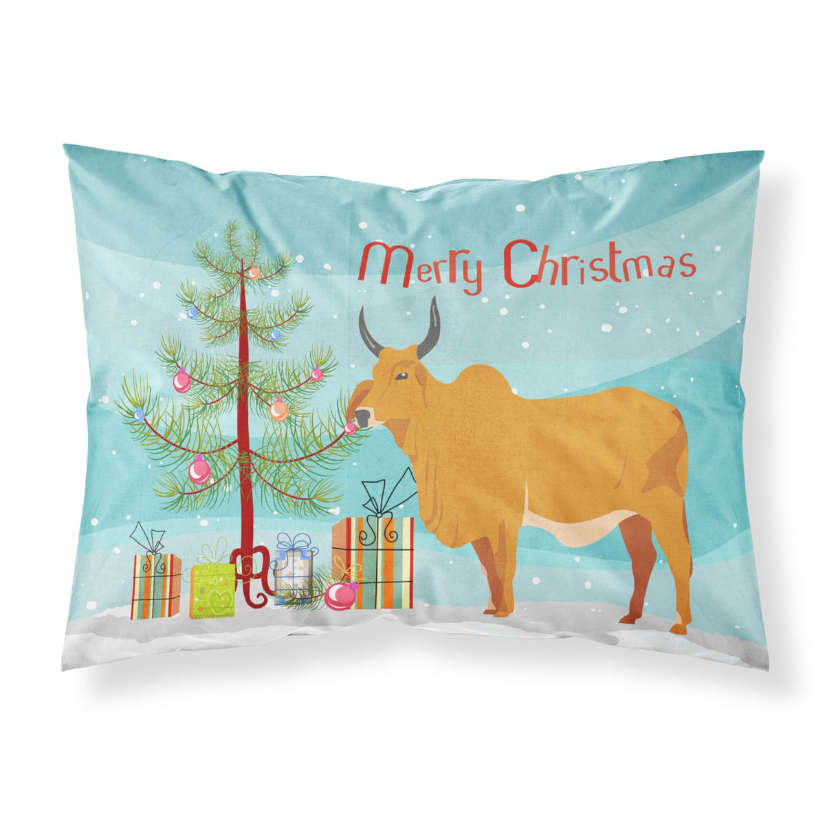 Caroline'S Treasures Zebu Indicine Cow Christmas Pillowcase, Standard, Multicolor