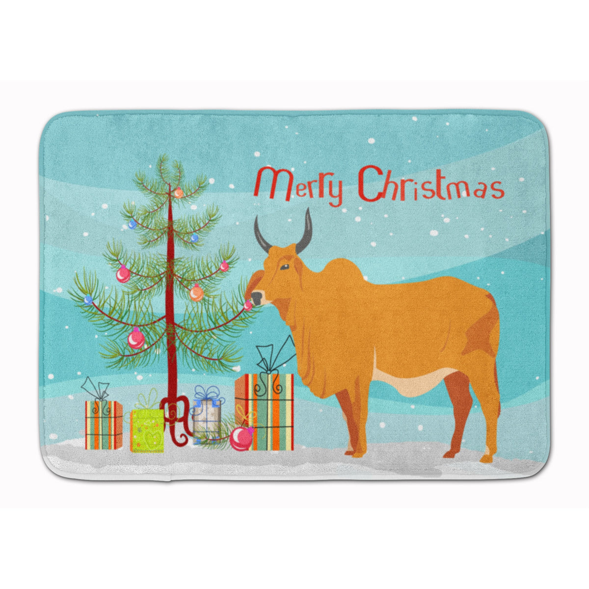 Caroline'S Treasures Zebu Indicine Cow Christmas Floor Mat, 19 X 27, Multicolor