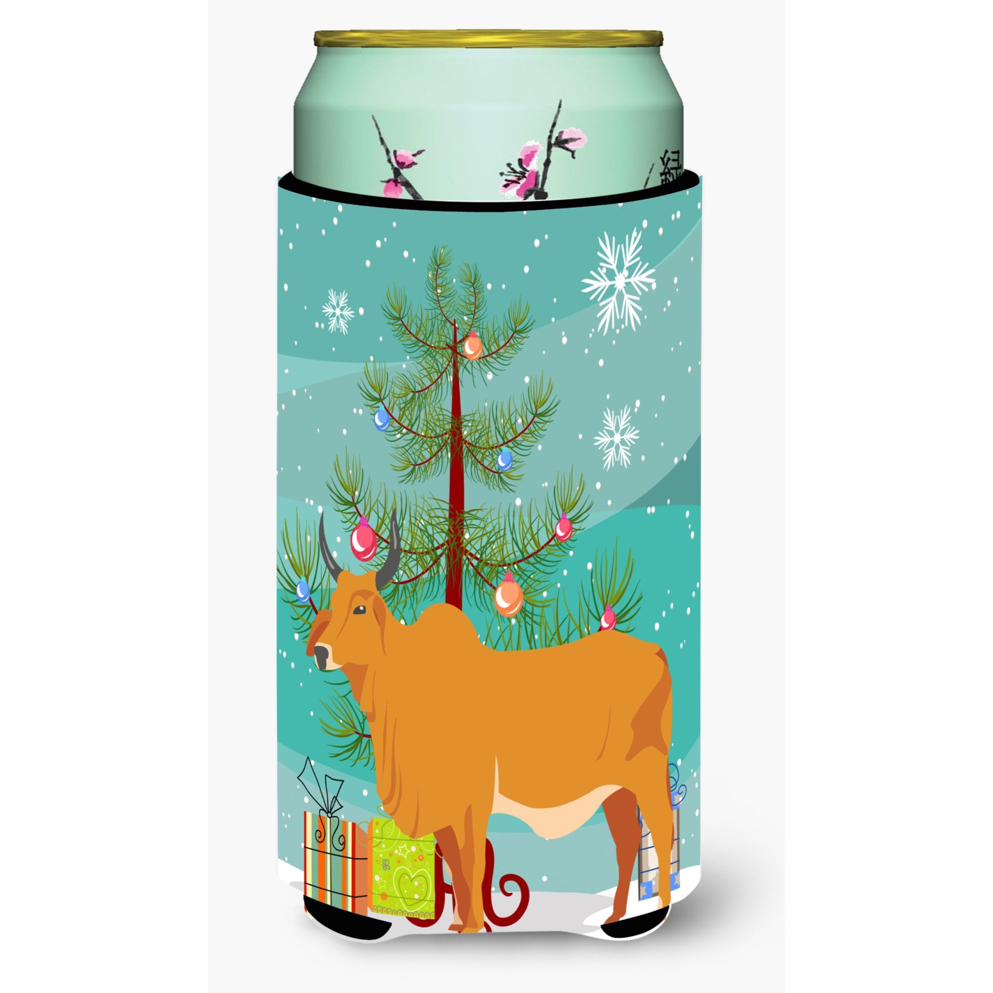 Caroline'S Treasures Zebu Indicine Cow Christmas Decorative Can Hugger, Tall, Multicolor