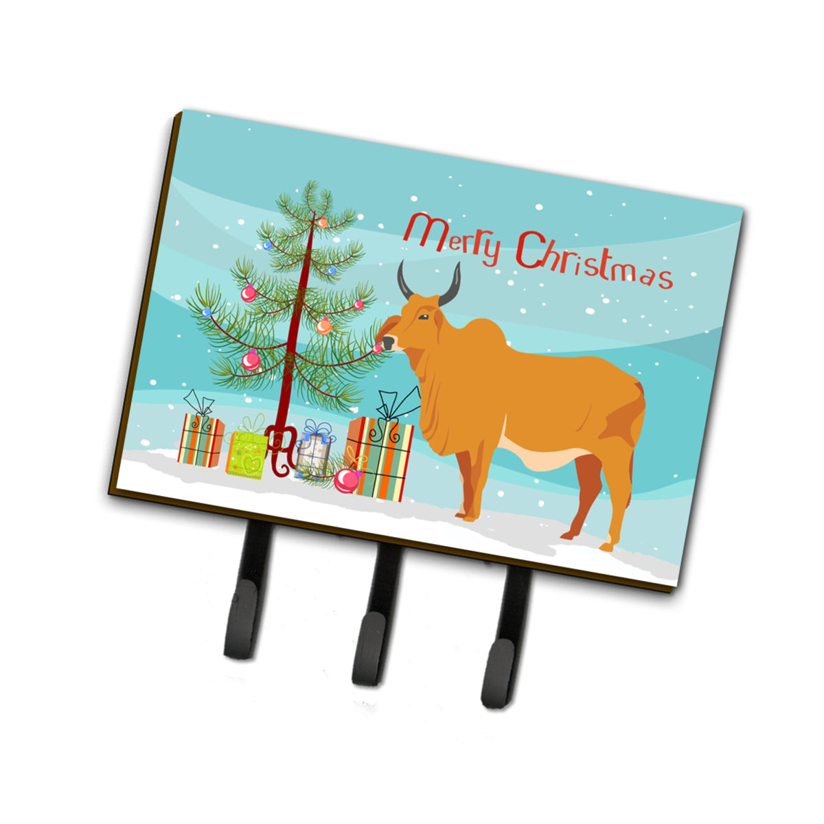 Caroline'S Treasures Zebu Indicine Cow Christmas Wall Hook, Triple, Multicolor