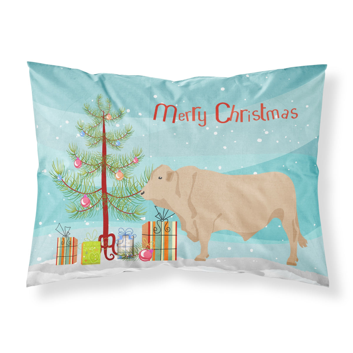 Caroline'S Treasures Charolais Cow Christmas Pillowcase, Standard, Multicolor
