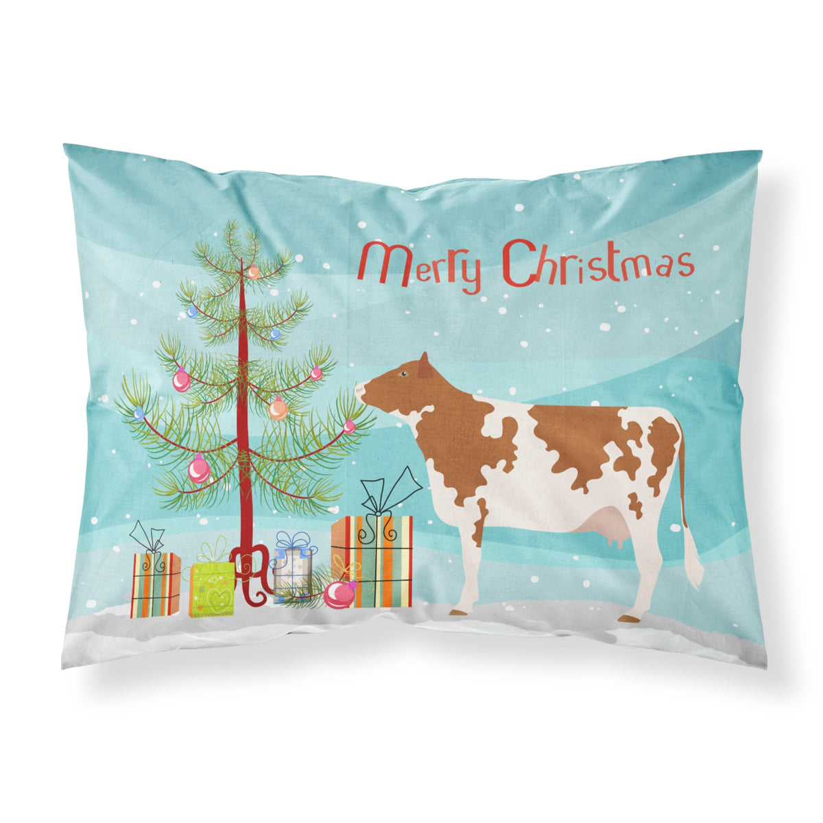 Caroline'S Treasures Ayrshire Cow Christmas Pillowcase, Standard, Multicolor