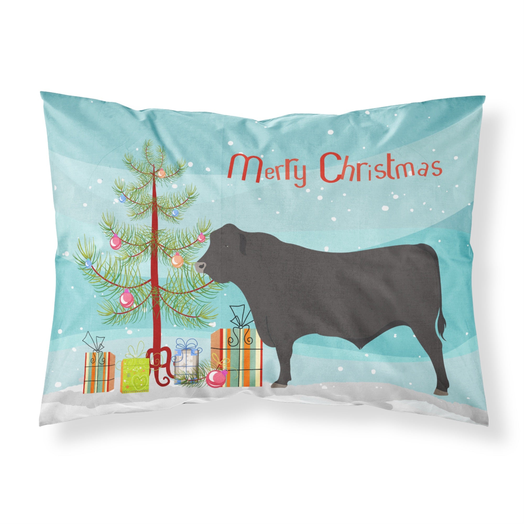 Caroline'S Treasures Black Angus Cow Christmas Pillowcase, Standard, Multicolor