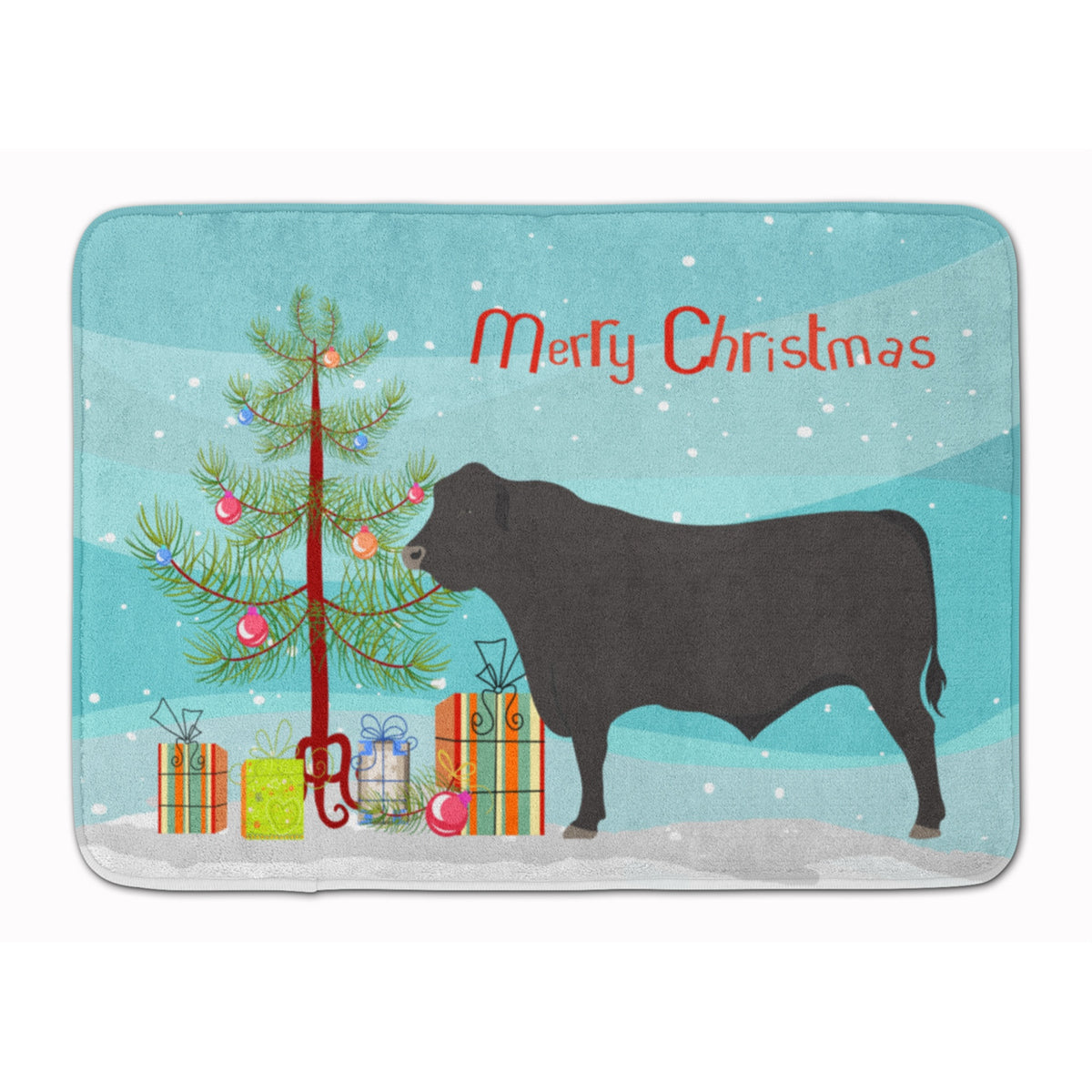 Caroline'S Treasures Black Angus Cow Christmas Floor Mat, 19 X 27, Multicolor
