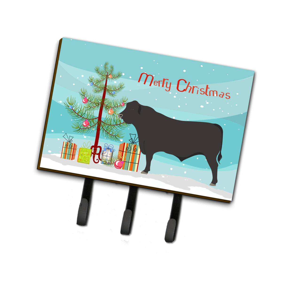 Caroline'S Treasures Black Angus Cow Christmas Wall Hook, Triple