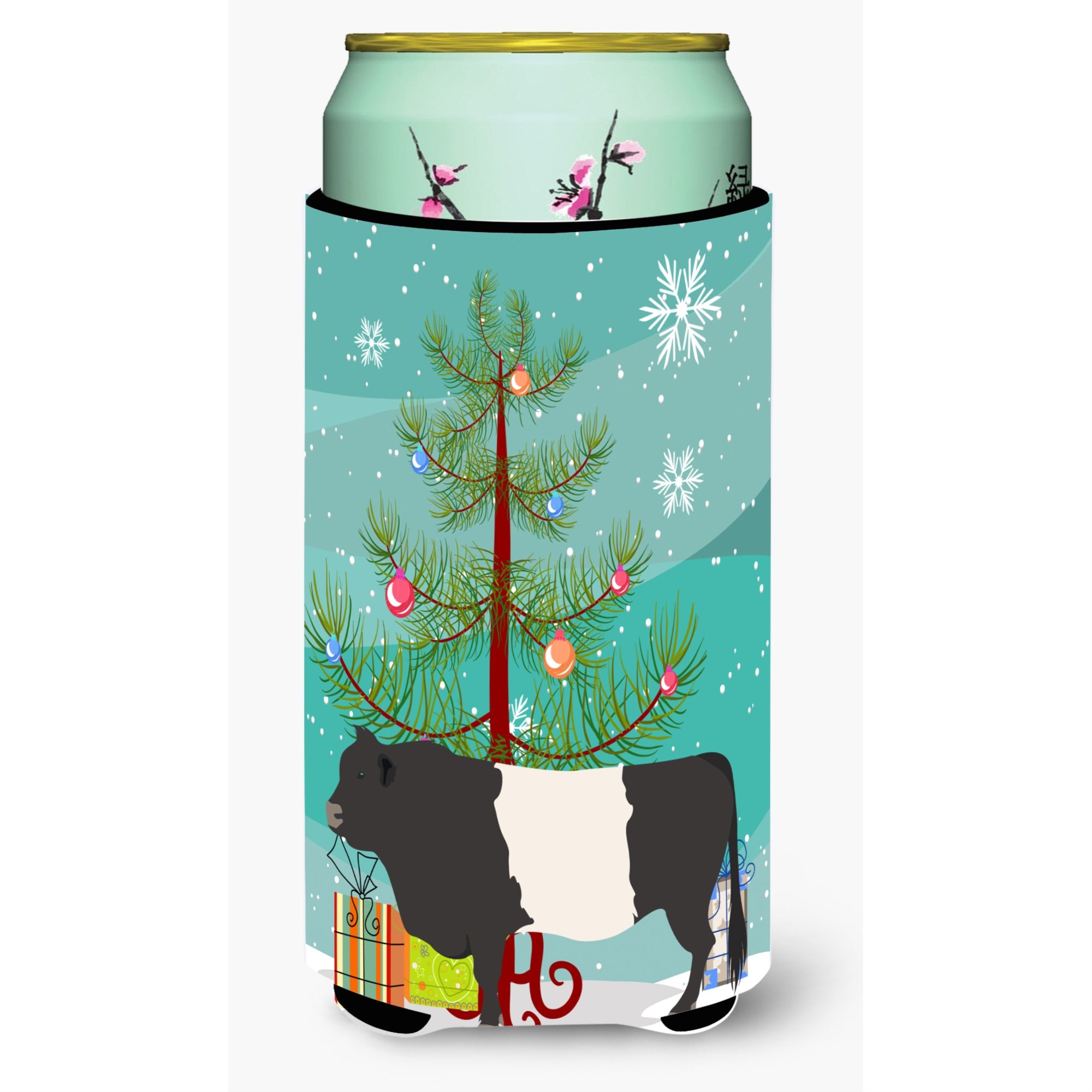 Caroline'S Treasures Belted Galloway Cow Christmas Decorative Can Hugger, Tall, Multicolor