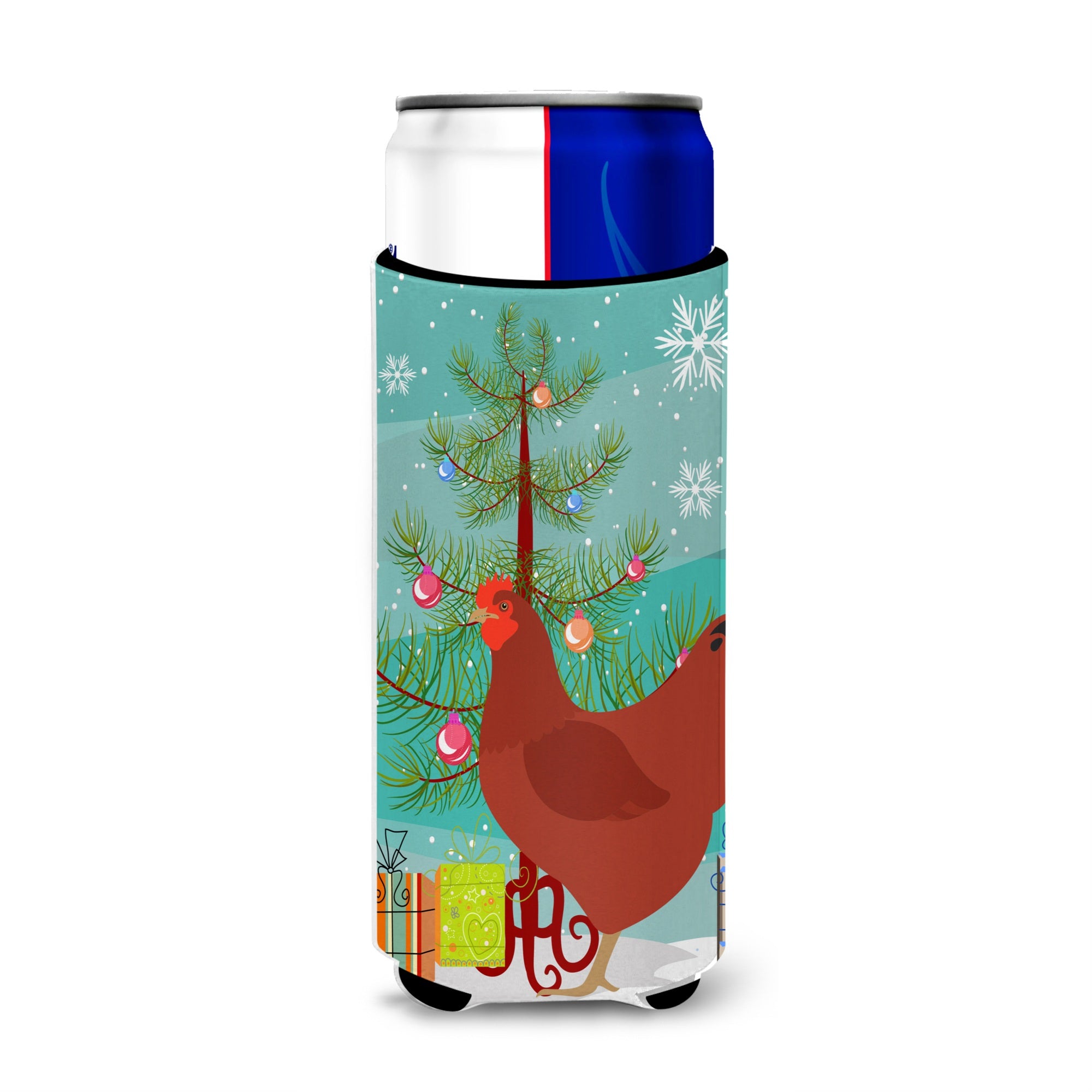 Caroline'S Treasures New Hampshire Red Chicken Christmas Decorative Can Hugger, Slim, Multicolor