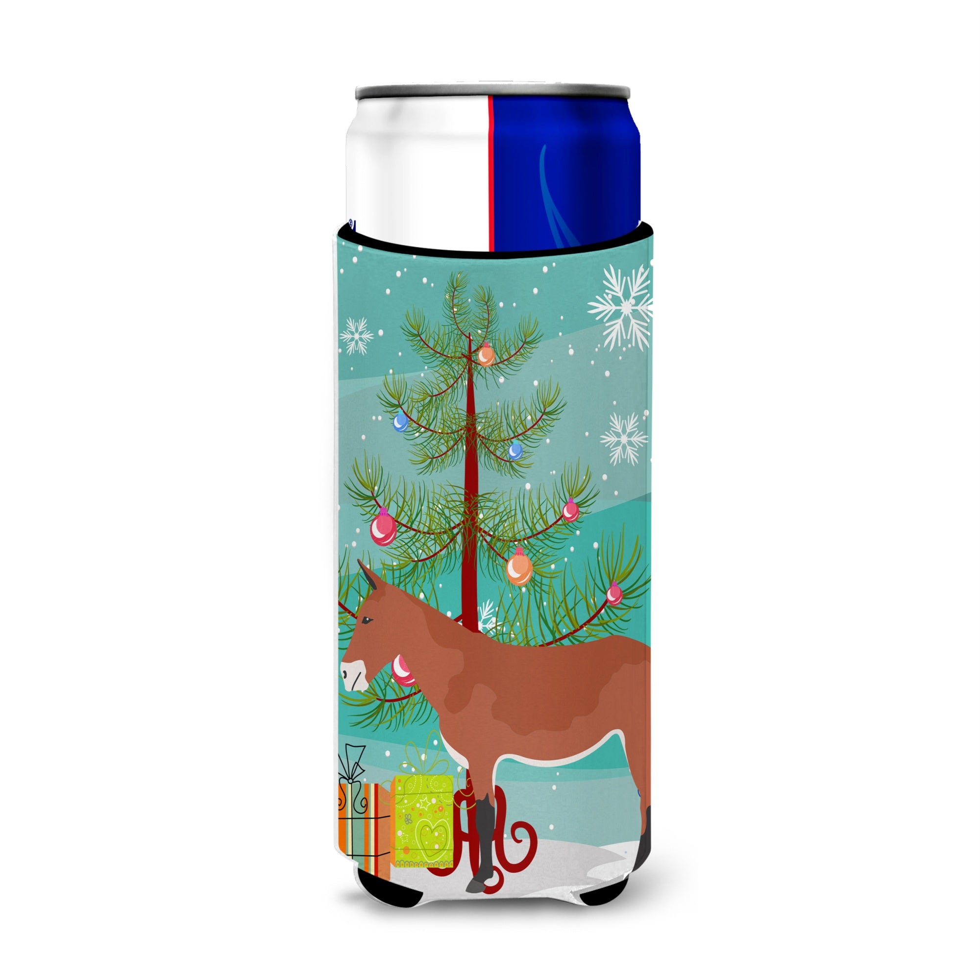 Caroline'S Treasures Mule Christmas Decorative Can Hugger, Slim, Multicolor