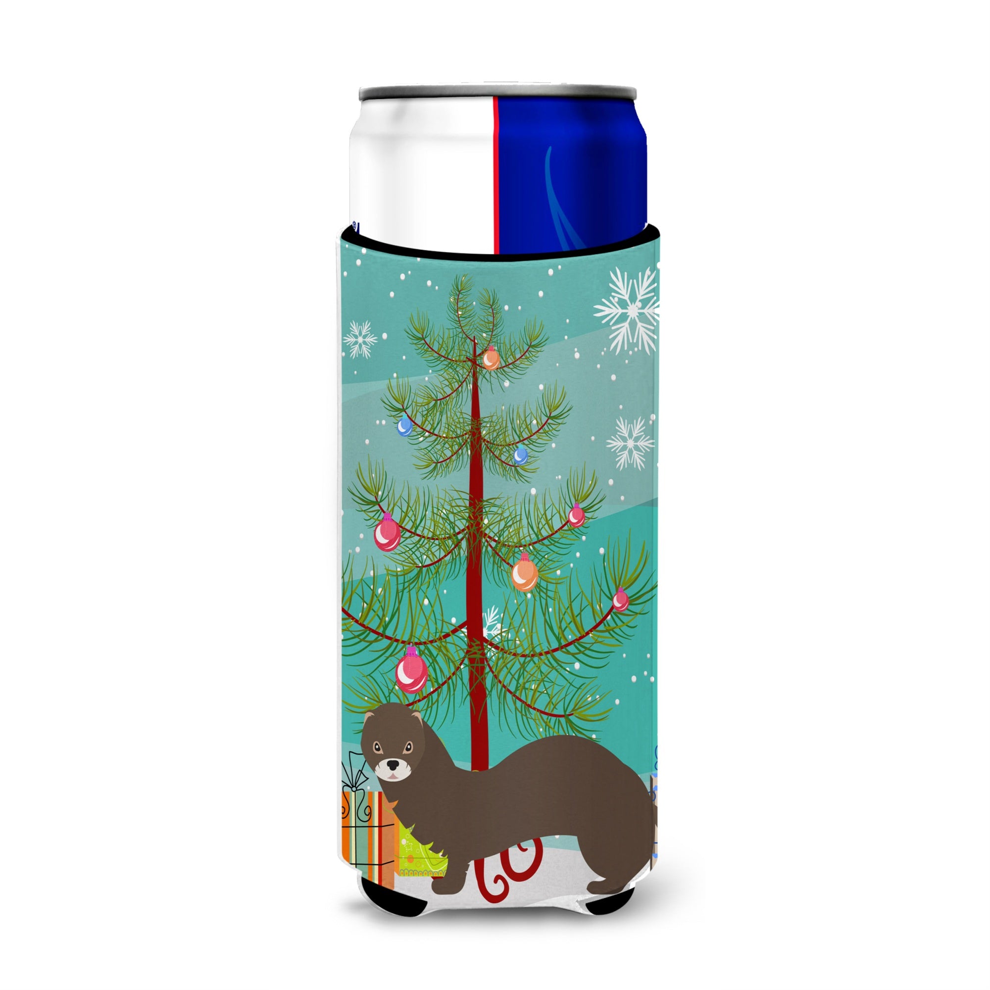 Caroline'S Treasures Russian Or European Mink Christmas Decorative Can Hugger, Slim, Multicolor