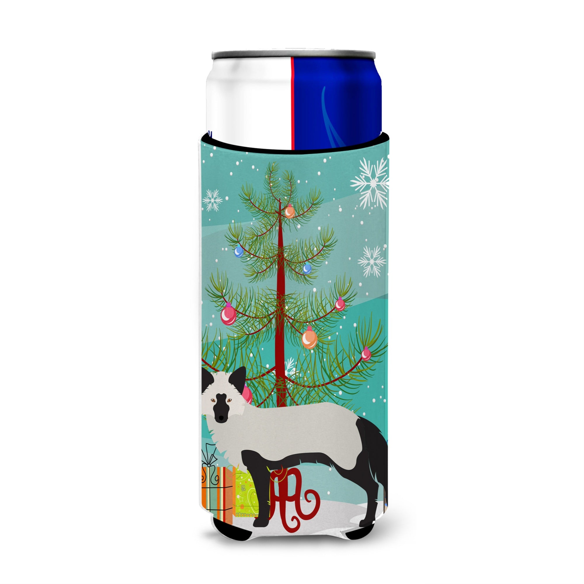 Caroline'S Treasures Silver Fox Christmas Decorative Can Hugger, Slim, Multicolor