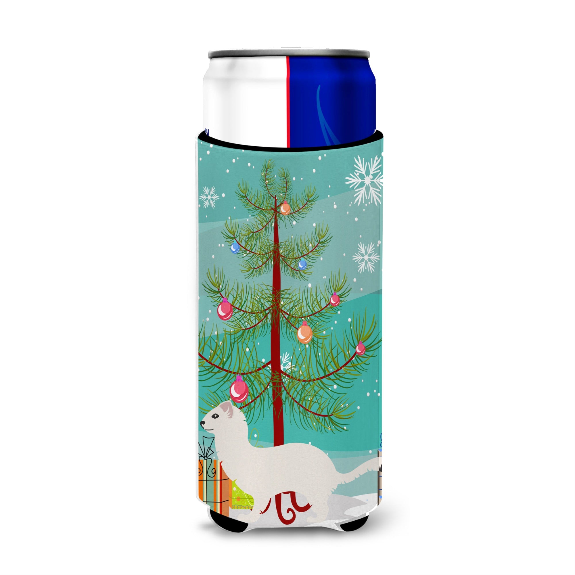 Caroline'S Treasures Stoat Short-Tailed Weasel Christmas Decorative Can Hugger, Slim, Multicolor