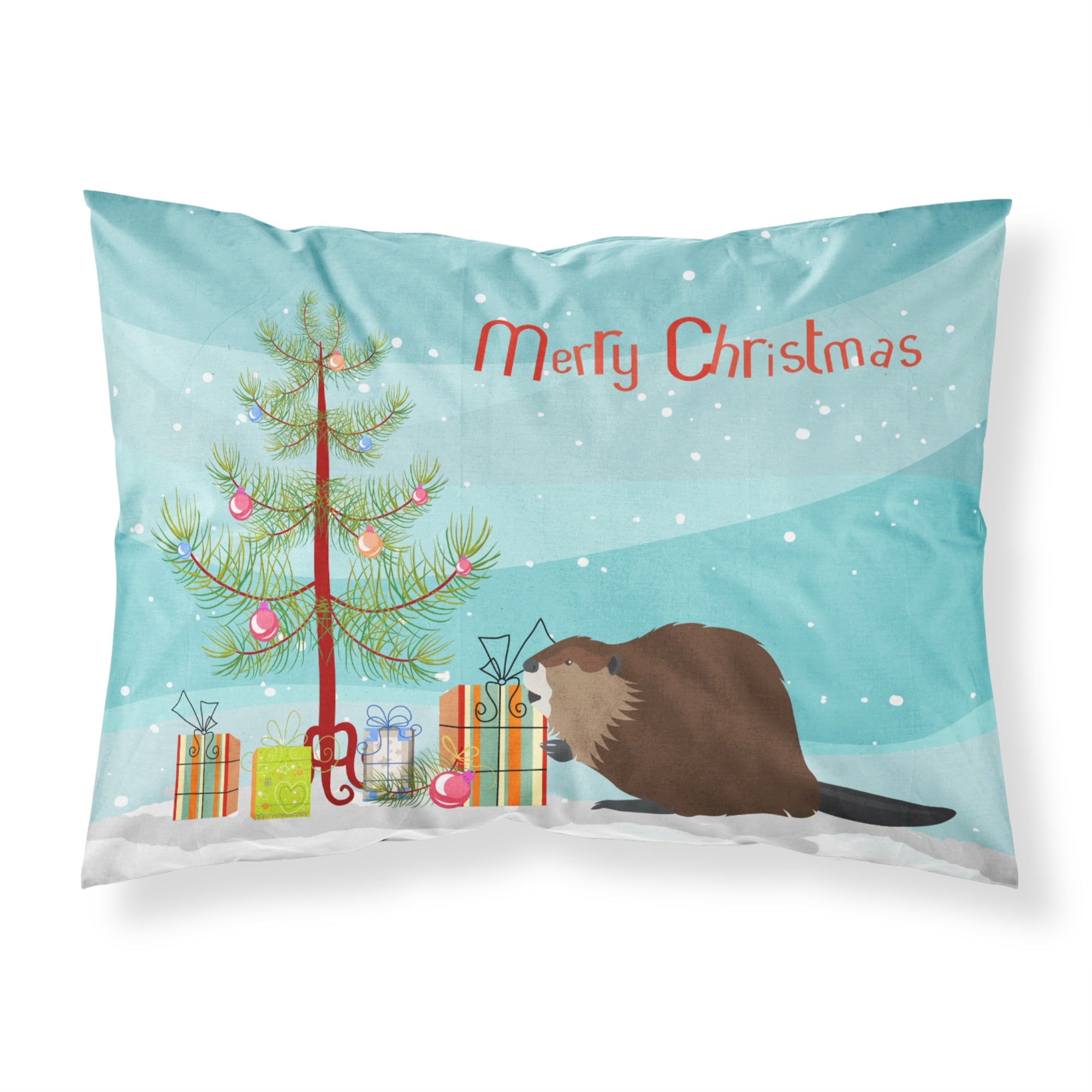 Caroline'S Treasures Eurasian Beaver Christmas Pillowcase, Standard, Multicolor