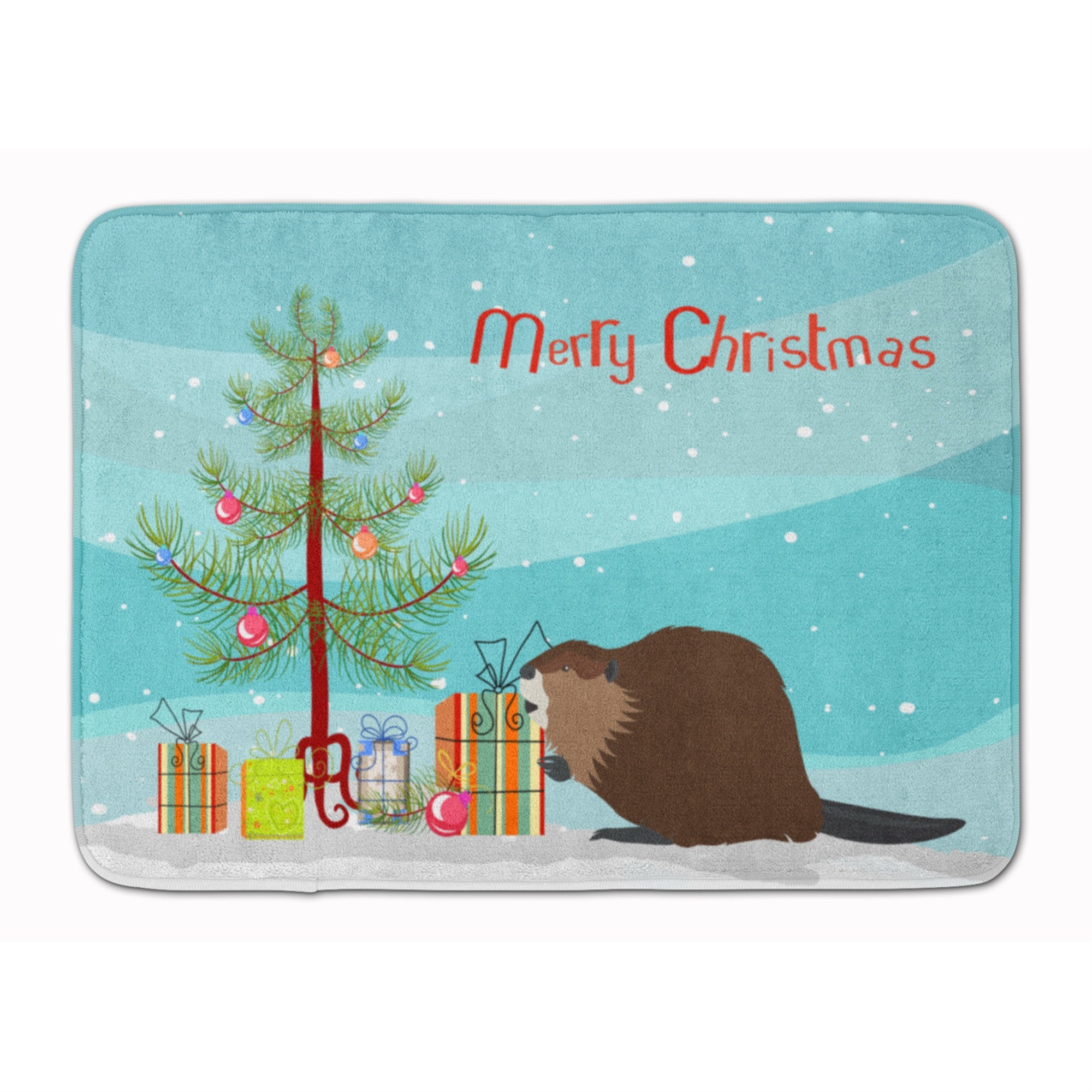 Caroline'S Treasures Eurasian Beaver Christmas Floor Mat, 19 X 27, Multicolor