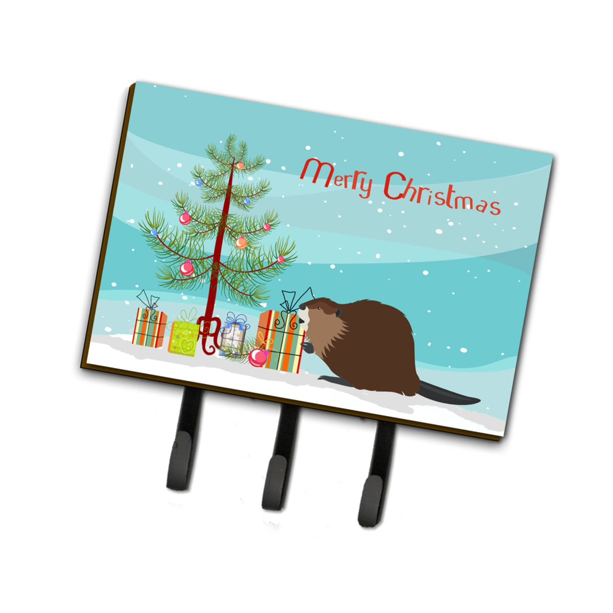 Caroline'S Treasures Eurasian Beaver Christmas Wall Hook, Triple, Multicolor