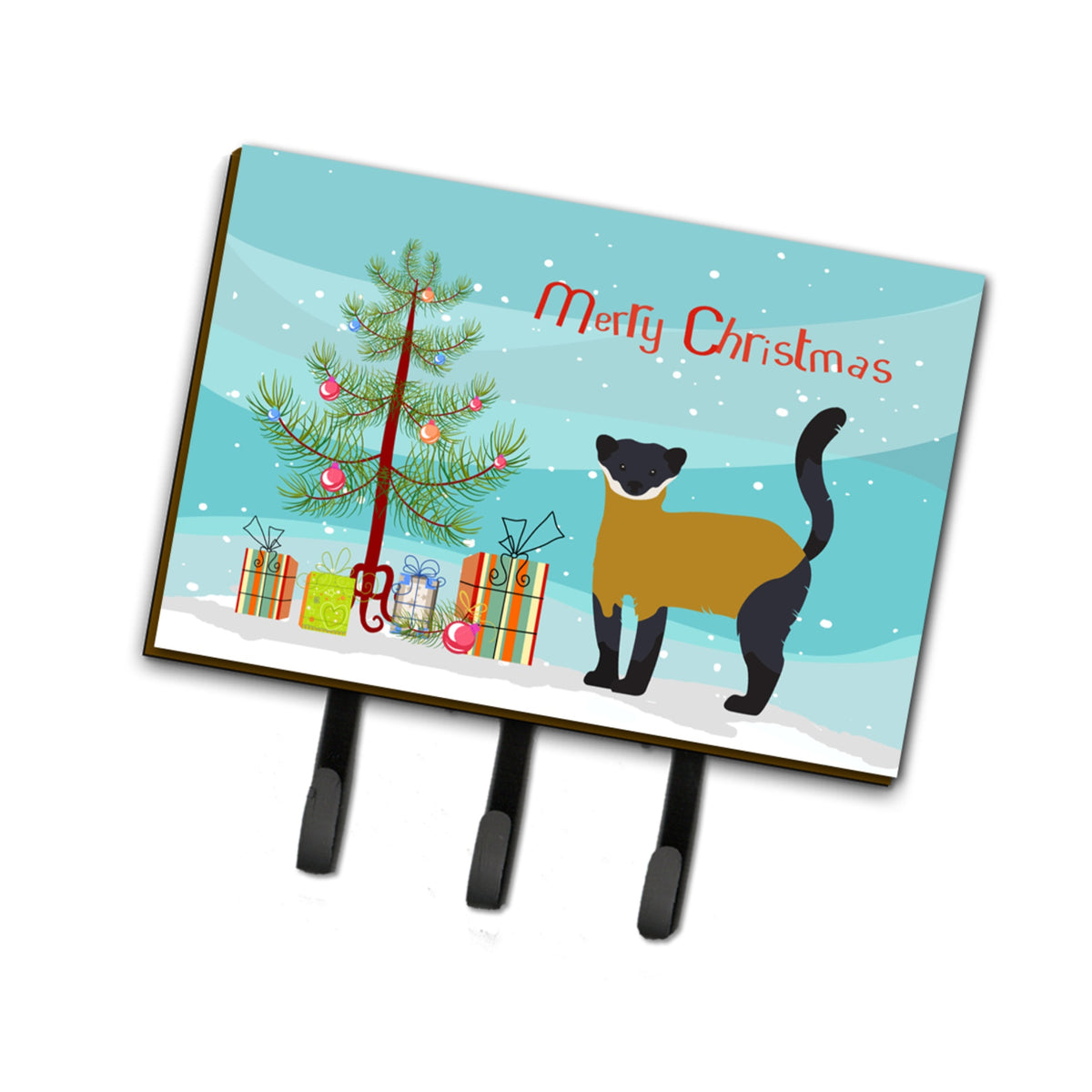 Caroline'S Treasures Yellow-Throated Marten Christmas Wall Hook, Triple, Multicolor