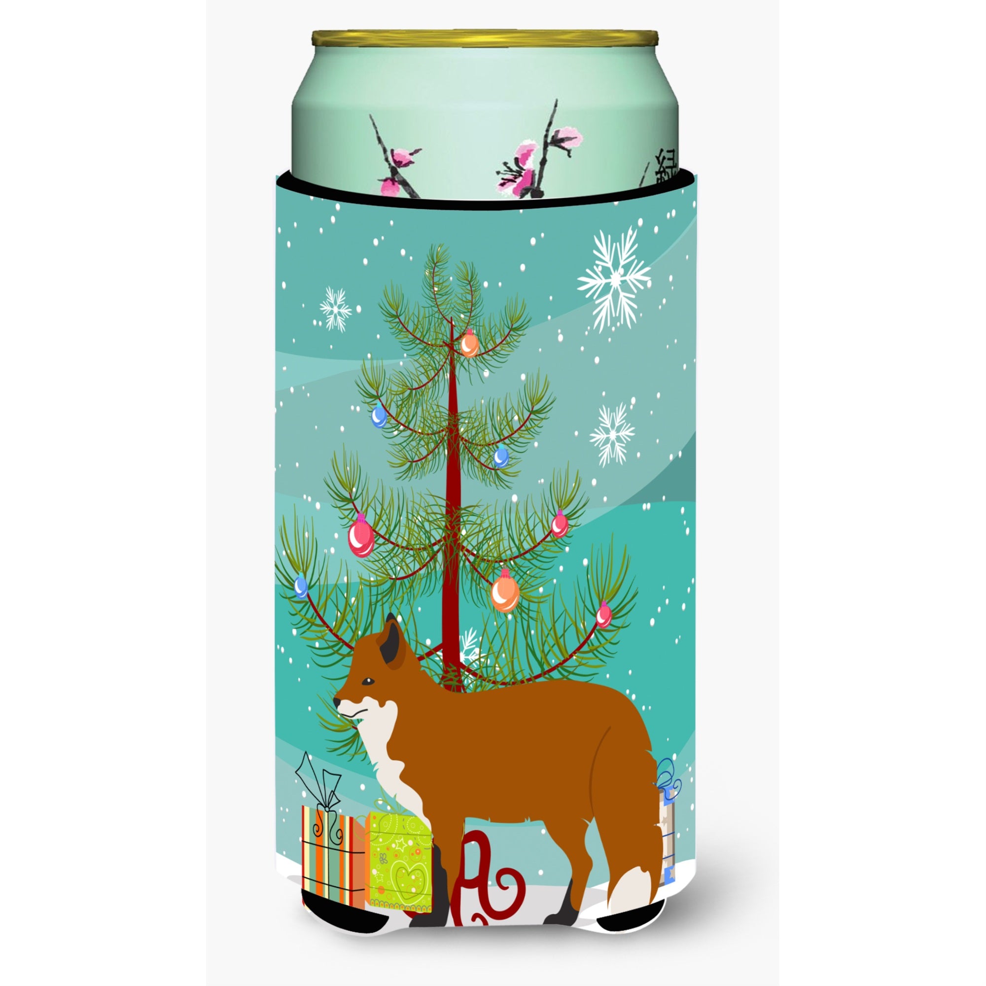 Caroline'S Treasures Red Fox Christmas Decorative Can Hugger, Tall, Multicolor