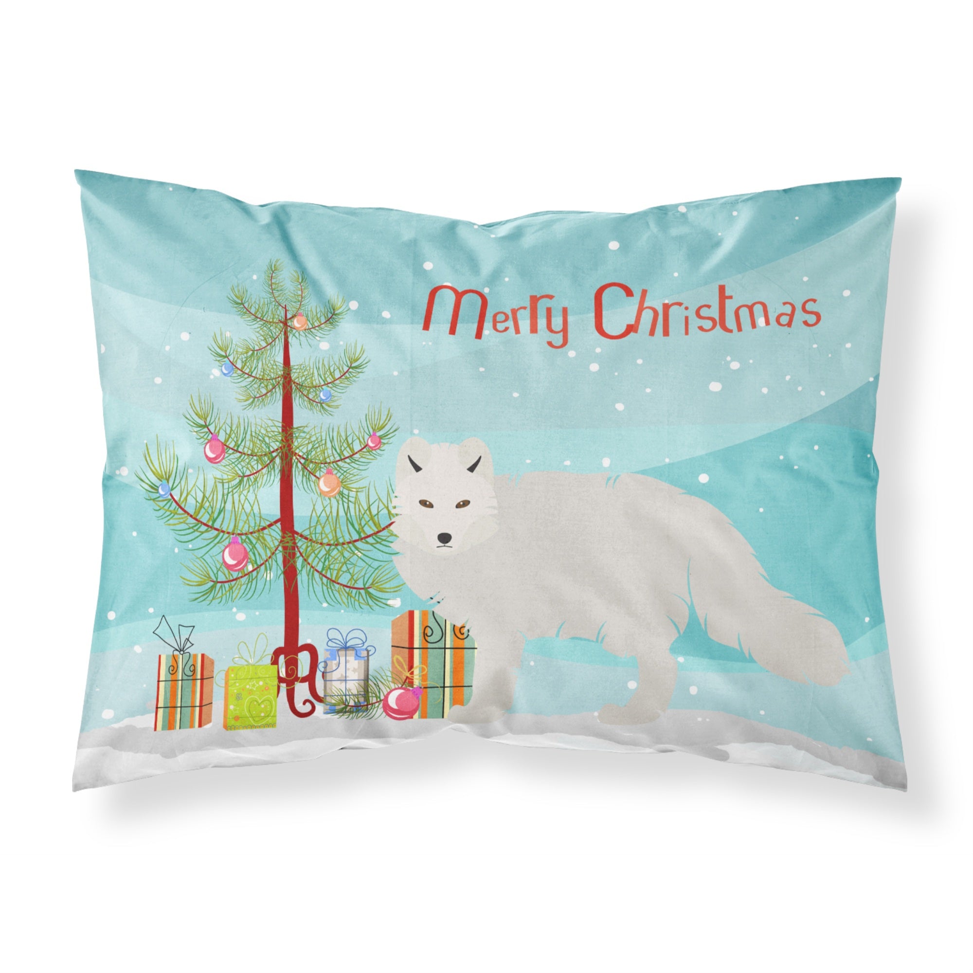 Caroline'S Treasures White Arctic Fox Christmas Pillowcase, Standard, Multicolor