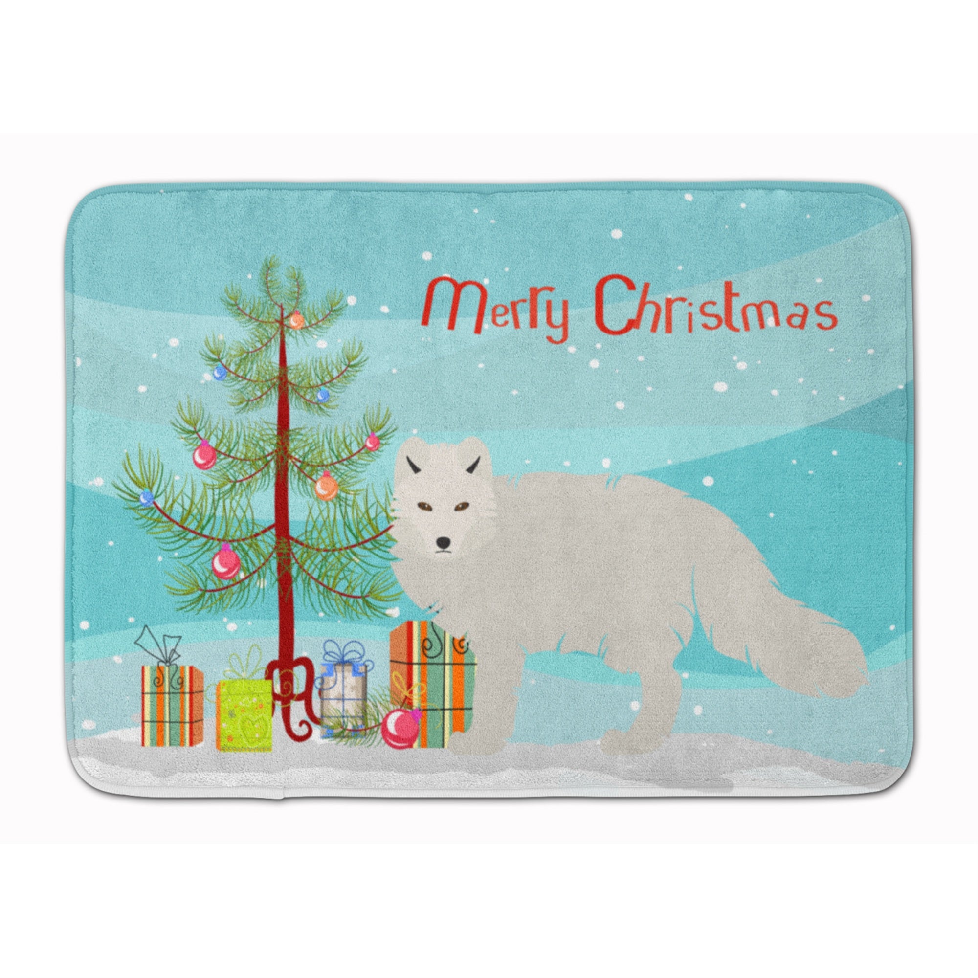 Caroline'S Treasures White Arctic Fox Christmas Floor Mat, 19 X 27, Multicolor