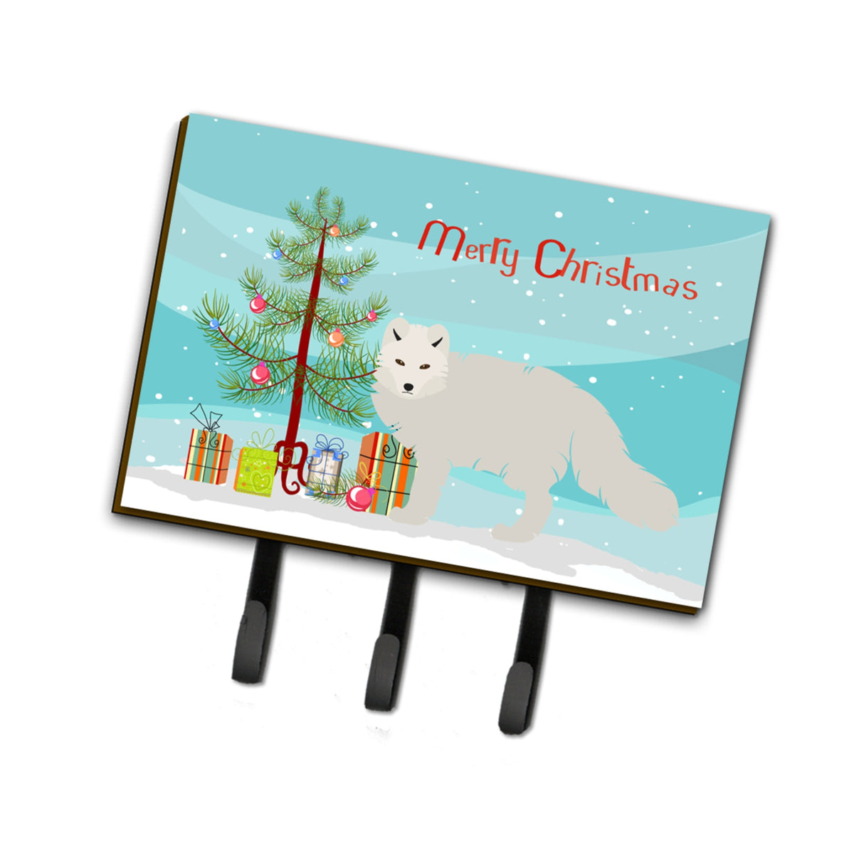 Caroline'S Treasures White Arctic Fox Christmas Wall Hook, Triple, Multicolor
