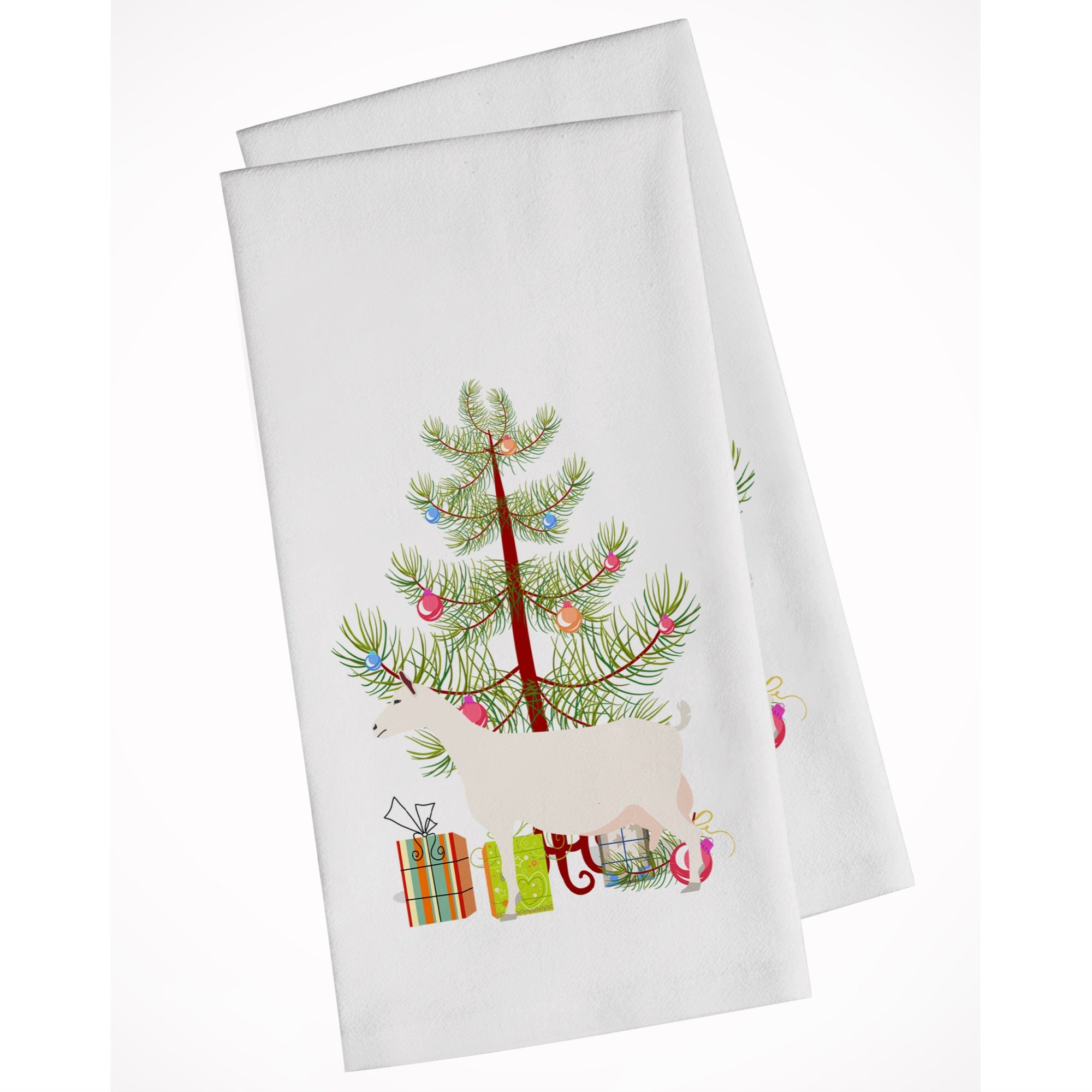 Saanen Goat Christmas White Kitchen Towel Set Of 2