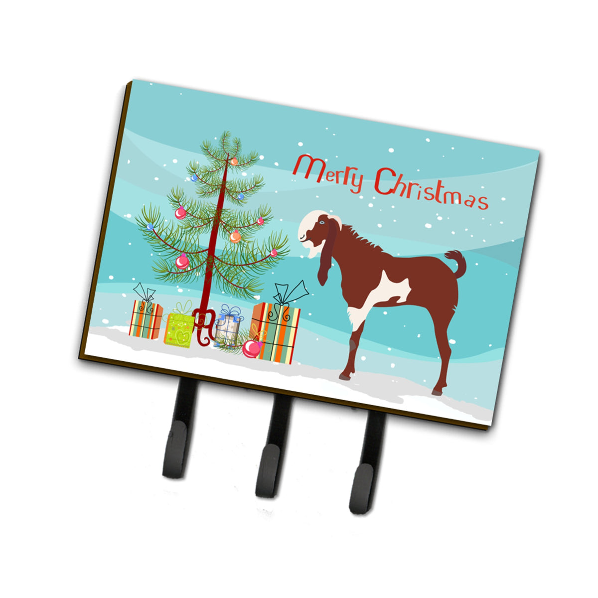 Caroline'S Treasures Jamnapari Goat Christmas Wall Hook, Triple, Multicolor