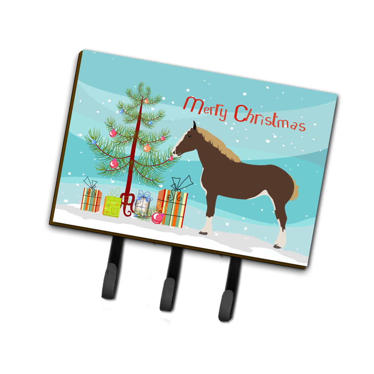 Caroline'S Treasures Percheron Horse Christmas Wall Hook, Triple, Multicolor