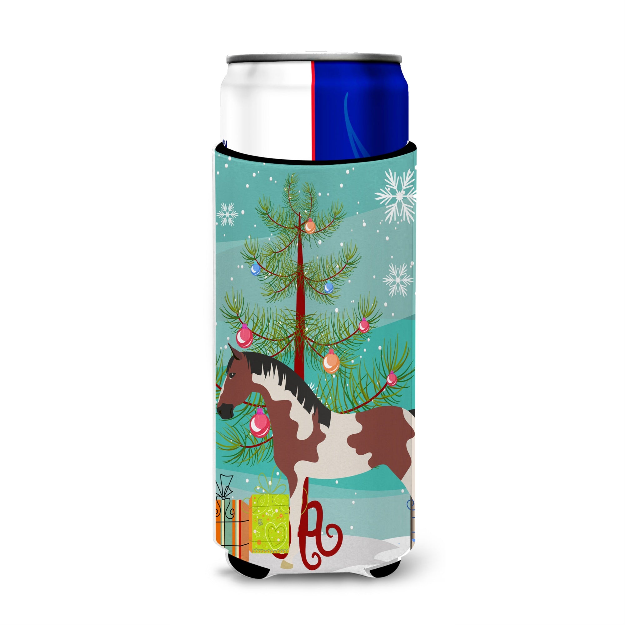 Caroline'S Treasures Pinto Horse Christmas Decorative Can Hugger, Slim, Multicolor