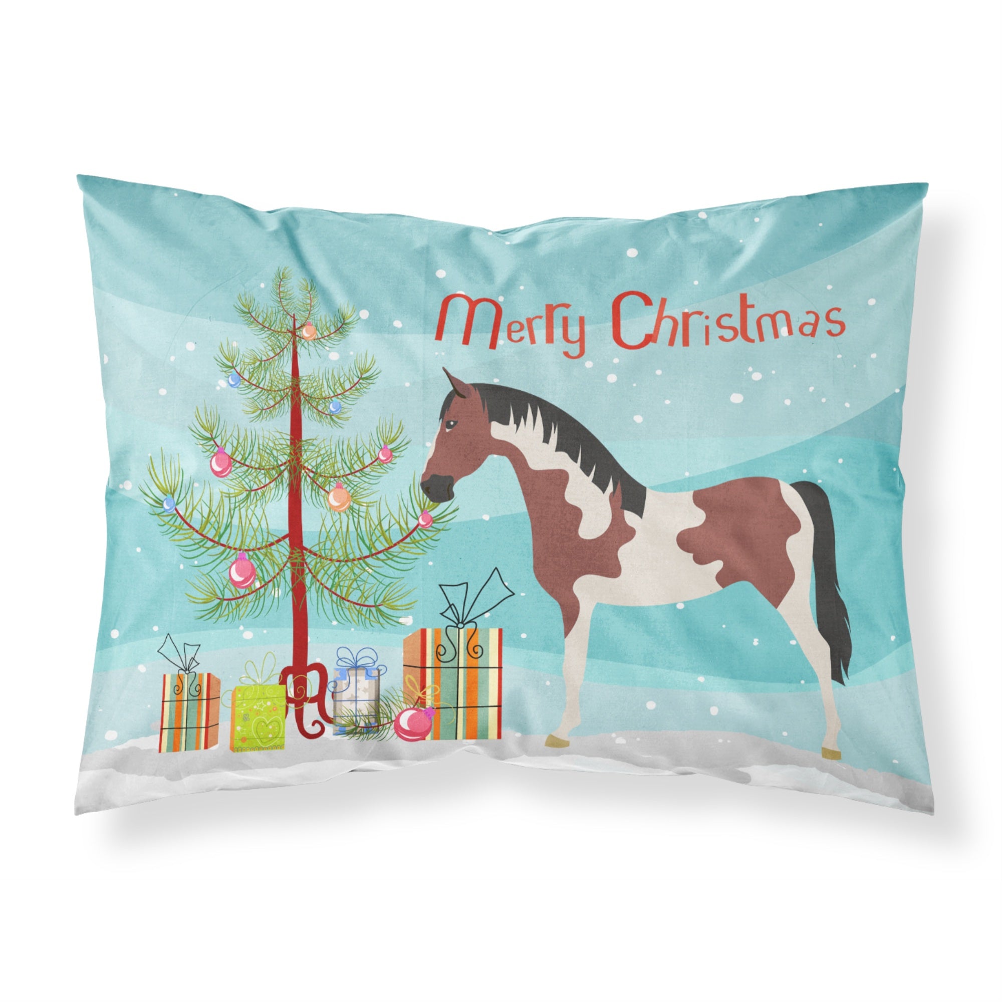 Caroline'S Treasures Pinto Horse Christmas Pillowcase, Standard, Multicolor
