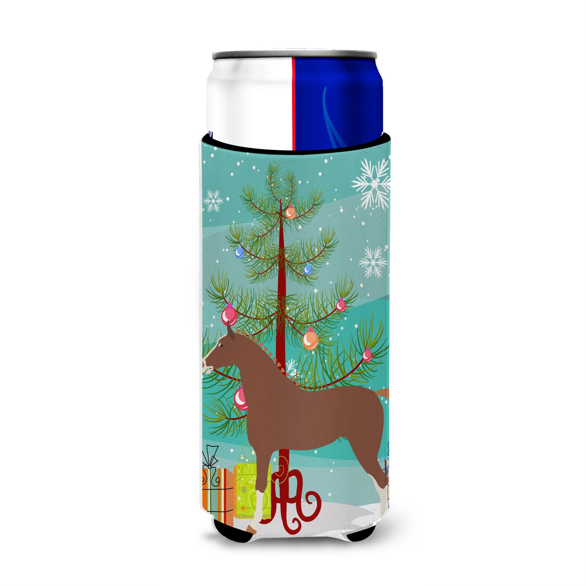 Caroline'S Treasures Hanoverian Horse Christmas Decorative Can Hugger, Slim, Multicolor