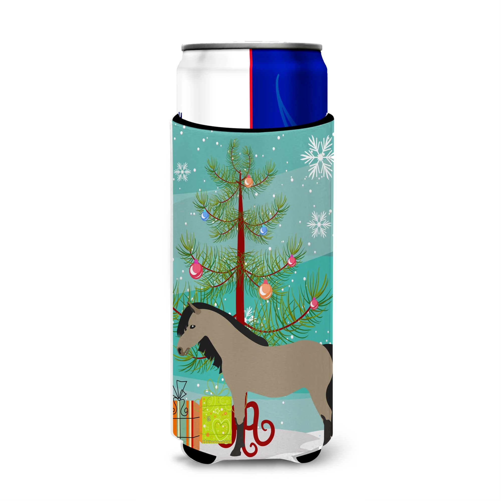 Caroline'S Treasures Welsh Pony Horse Christmas Decorative Can Hugger, Slim, Multicolor