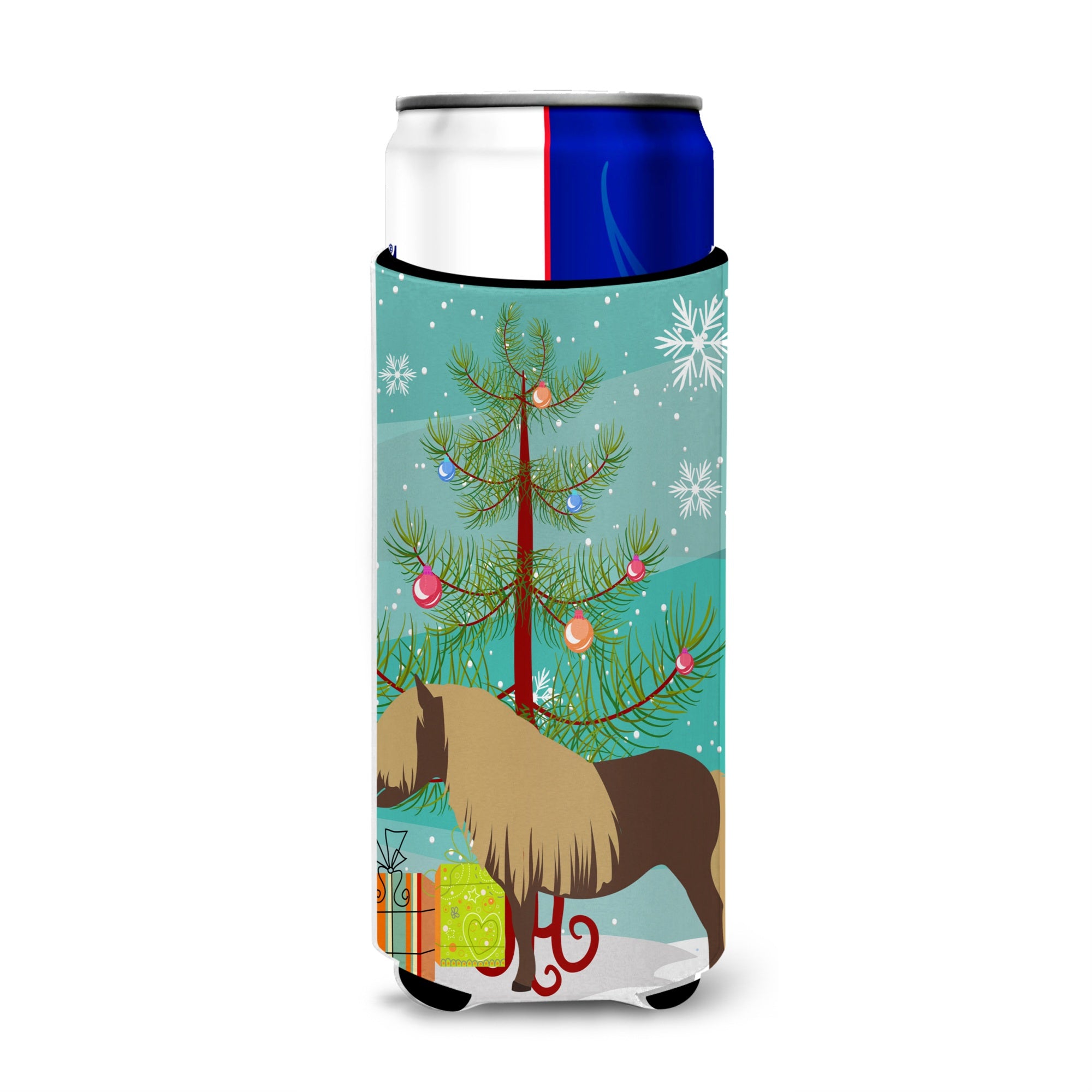 Caroline'S Treasures Shetland Pony Horse Christmas Decorative Can Hugger, Slim, Multicolor