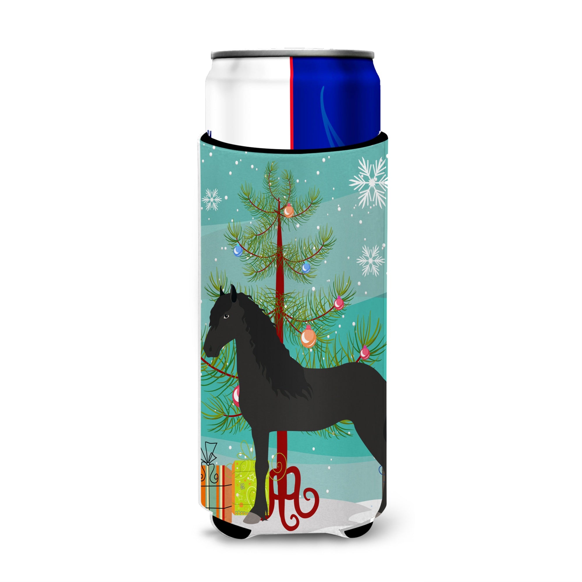 Caroline'S Treasures Friesian Horse Christmas Decorative Can Hugger, Slim, Multicolor