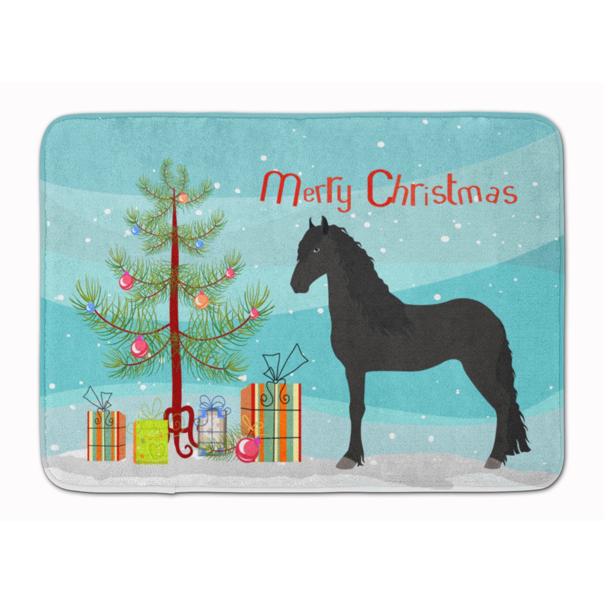 Caroline'S Treasures Friesian Horse Christmas Floor Mat, 19 X 27, Multicolor