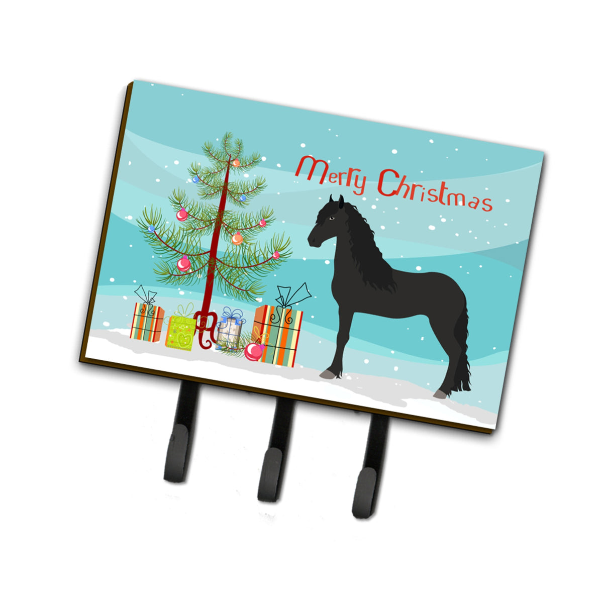 Caroline'S Treasures Friesian Horse Christmas Wall Hook, Triple