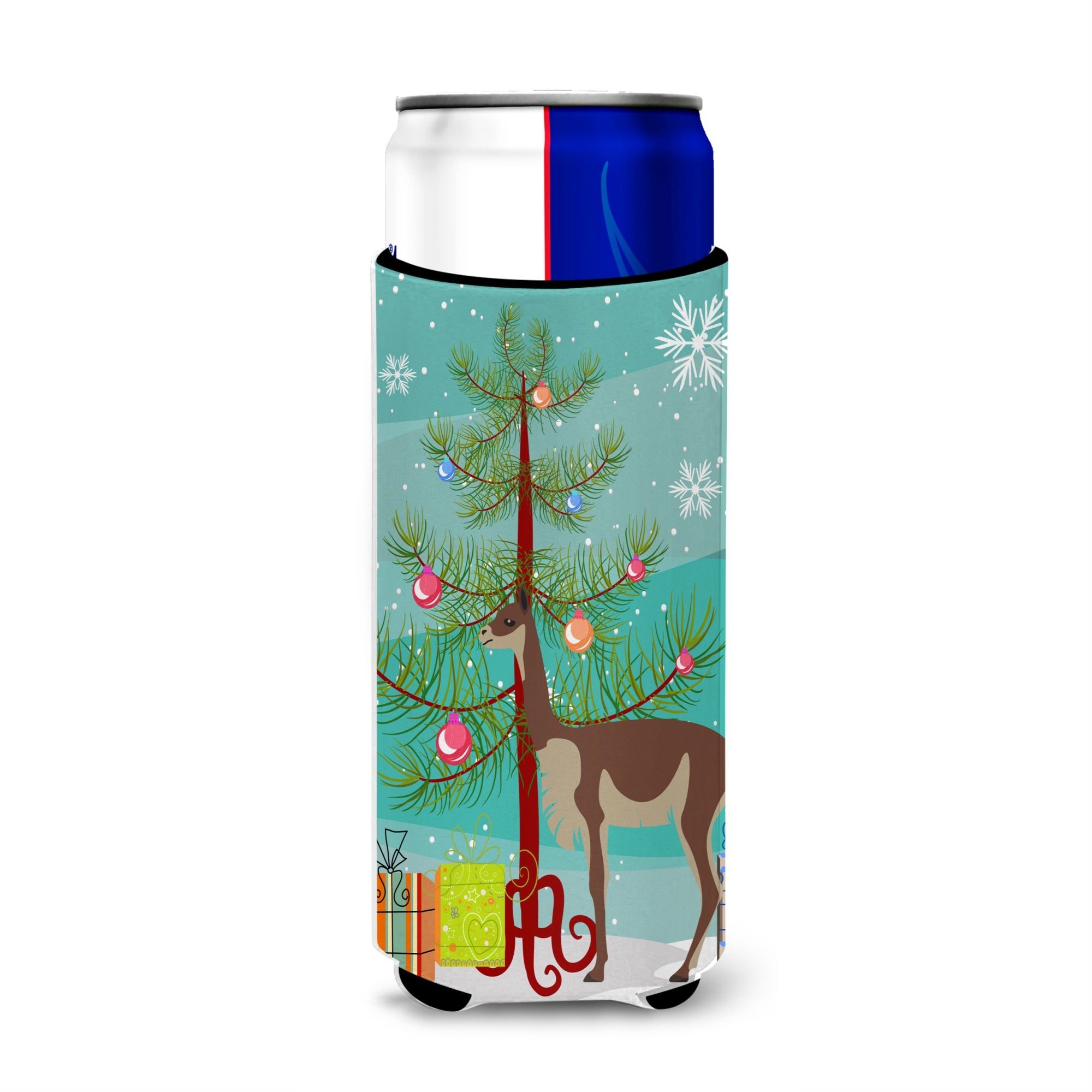 Caroline'S Treasures Vicugna Or Vicuna Christmas Decorative Can Hugger, Slim, Multicolor