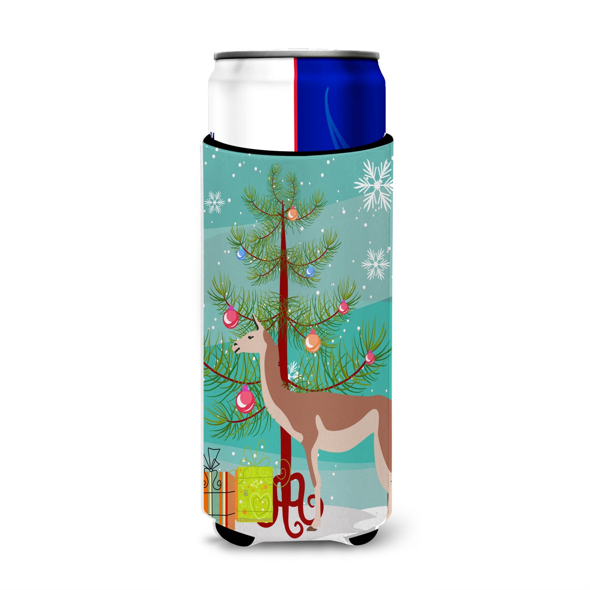 Caroline'S Treasures Guanaco Christmas Decorative Can Hugger, Slim, Multicolor