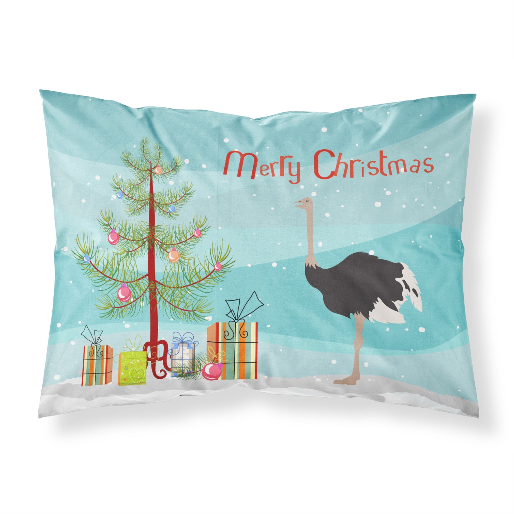 Caroline'S Treasures Common Ostrich Christmas Pillowcase, Standard, Multicolor