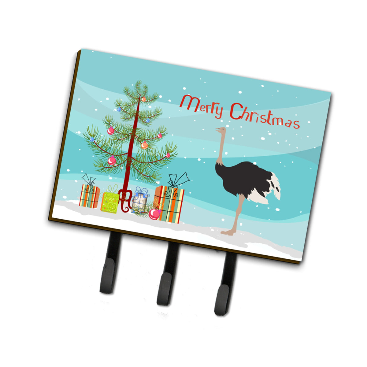 Caroline'S Treasures Common Ostrich Christmas Wall Hook, Triple, Multicolor