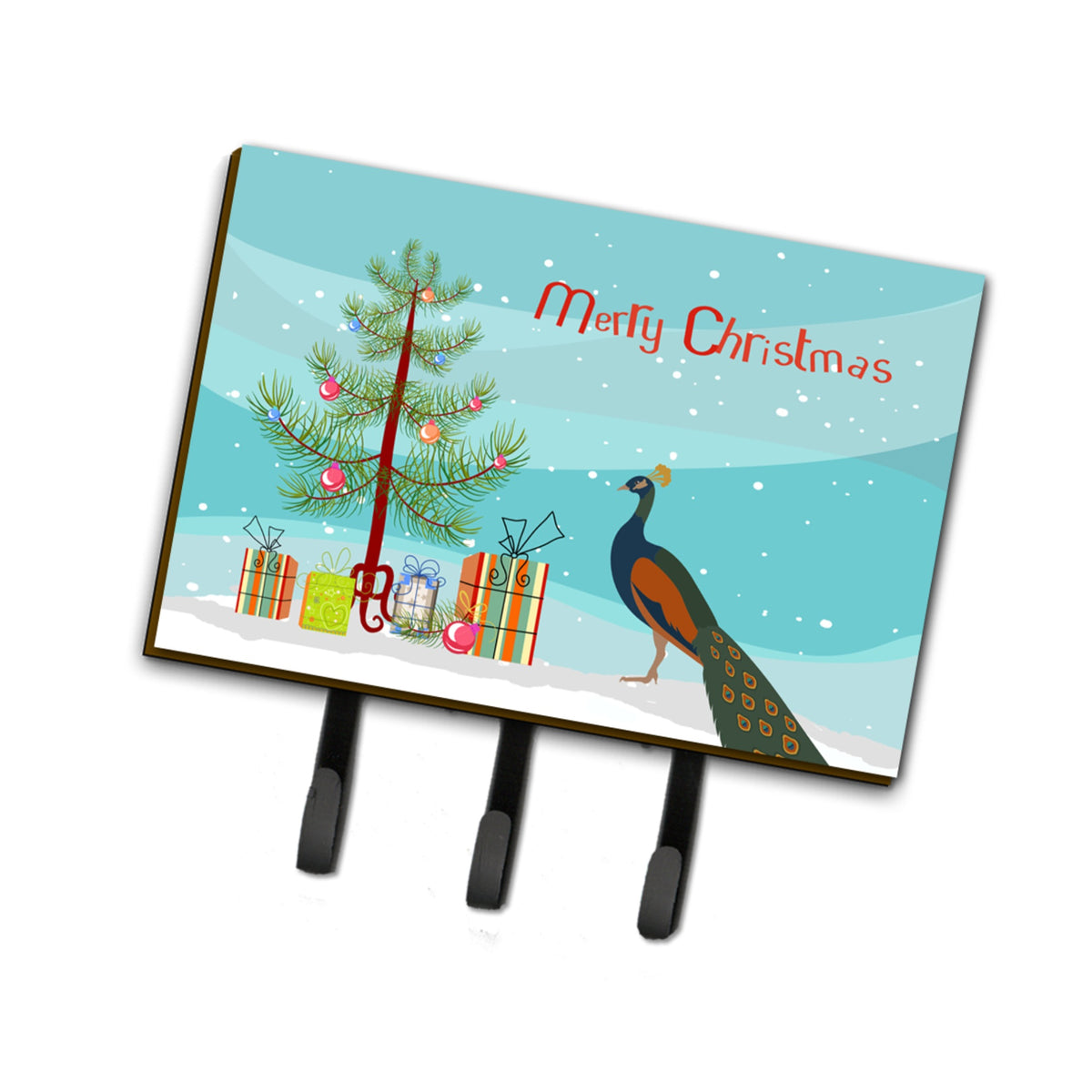 Caroline'S Treasures Indian Peacock Peafowl Christmas Wall Hook, Triple, Multicolor