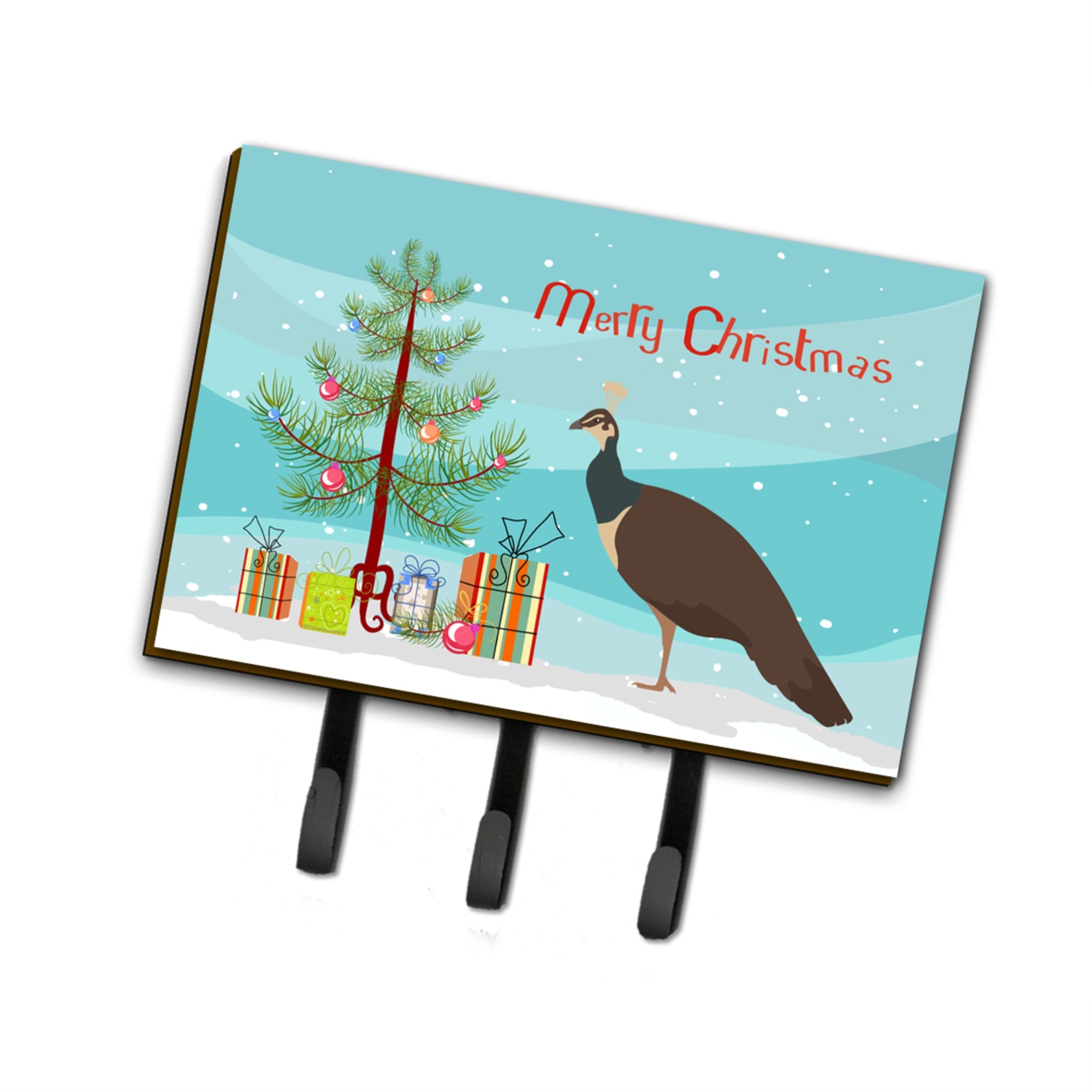 Caroline'S Treasures Indian Peahen Peafowl Christmas Wall Hook, Triple, Multicolor