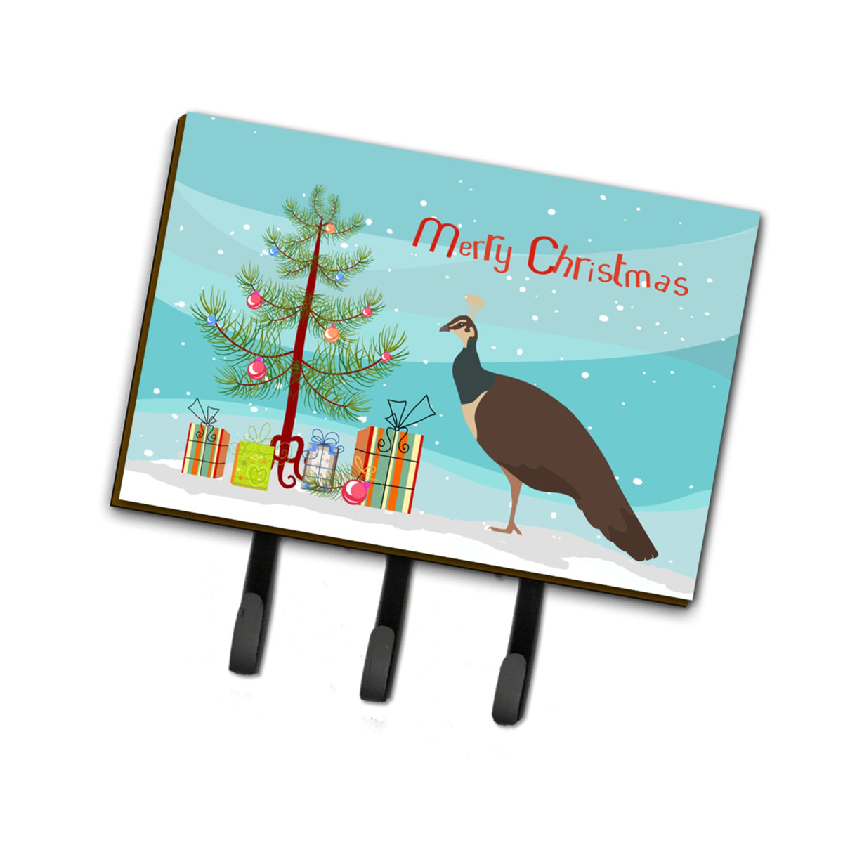 Caroline'S Treasures Indian Peahen Peafowl Christmas Wall Hook, Triple, Multicolor