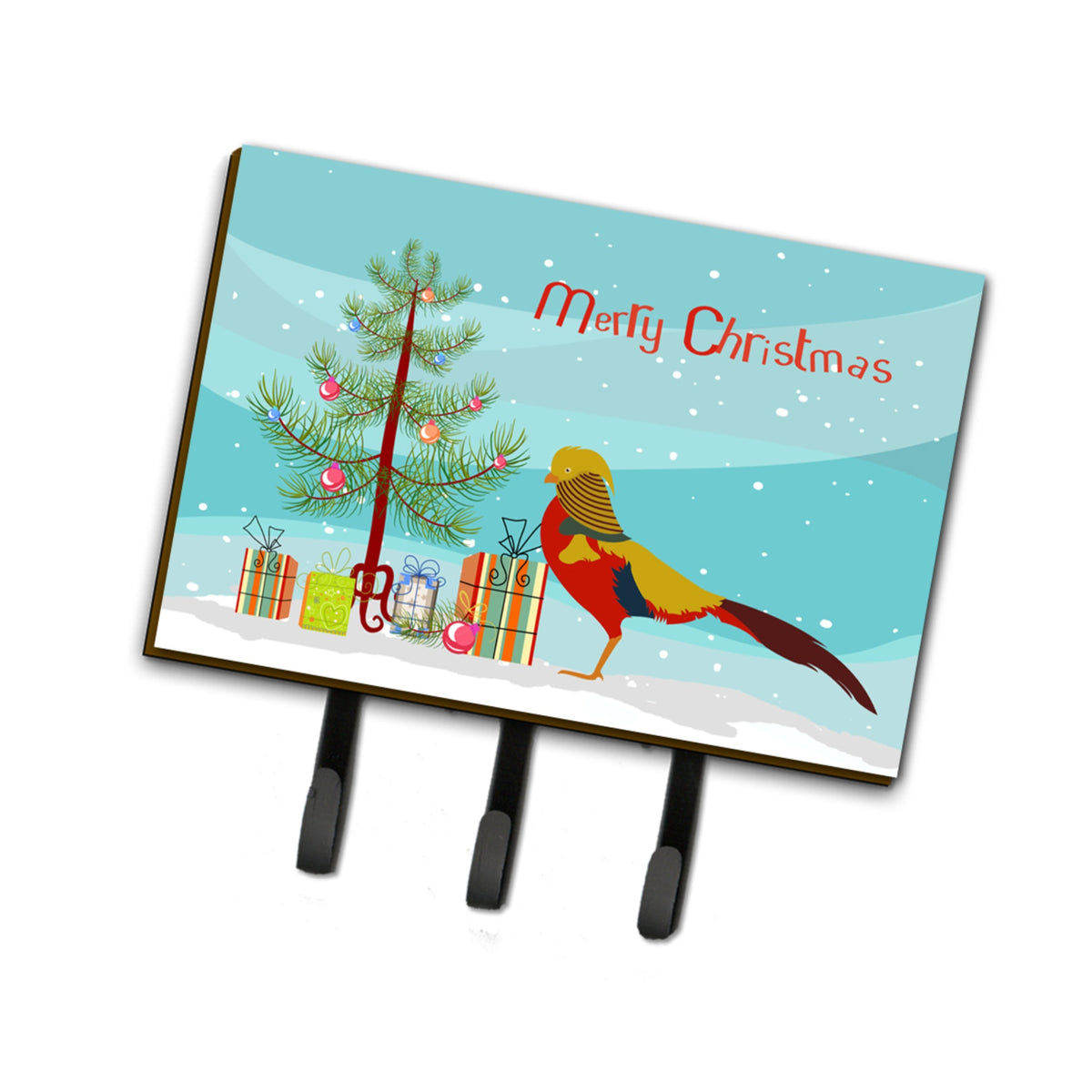 Caroline'S Treasures Golden Or Chinese Pheasant Christmas Wall Hook, Triple, Multicolor