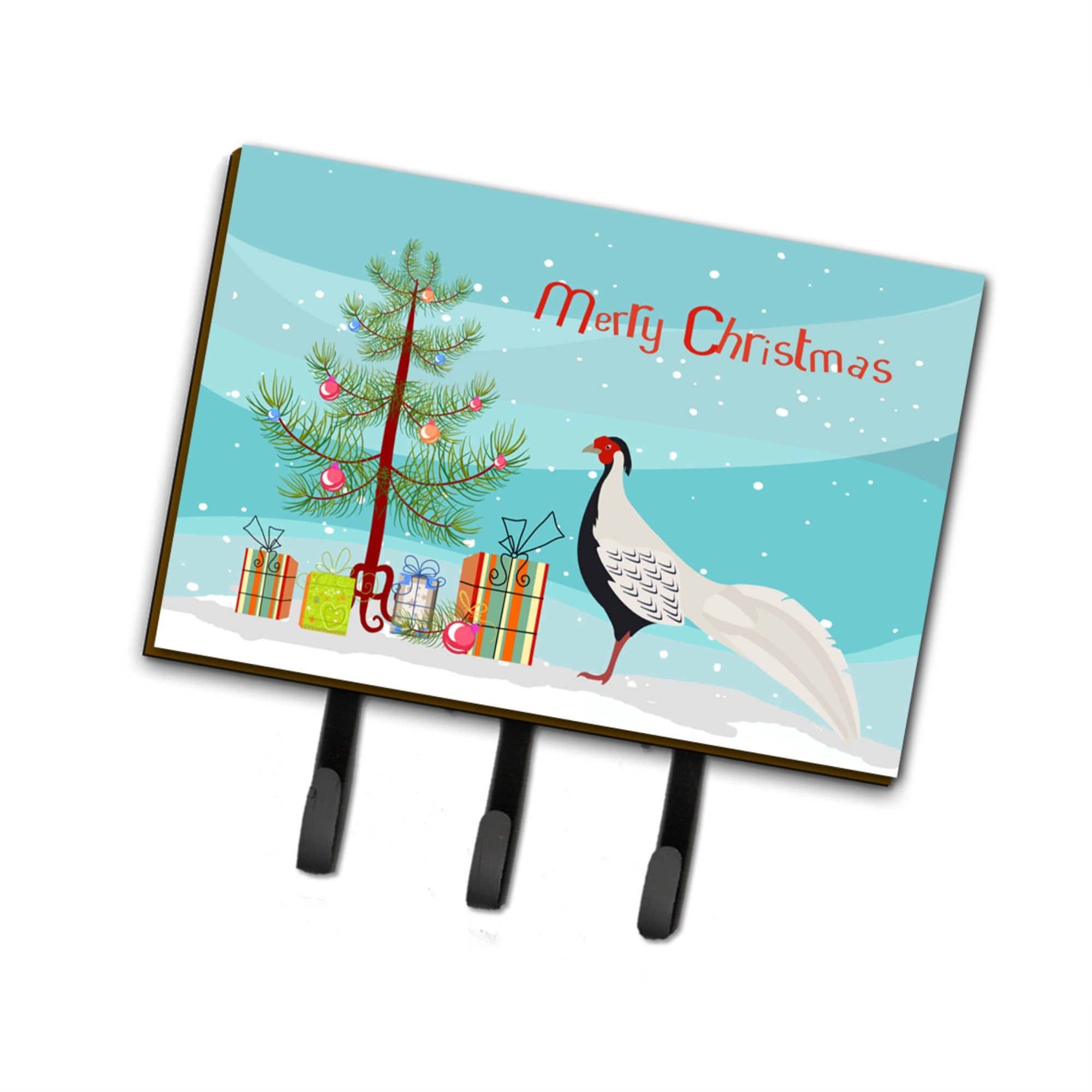 Caroline'S Treasures Silver Pheasant Christmas Wall Hook, Triple