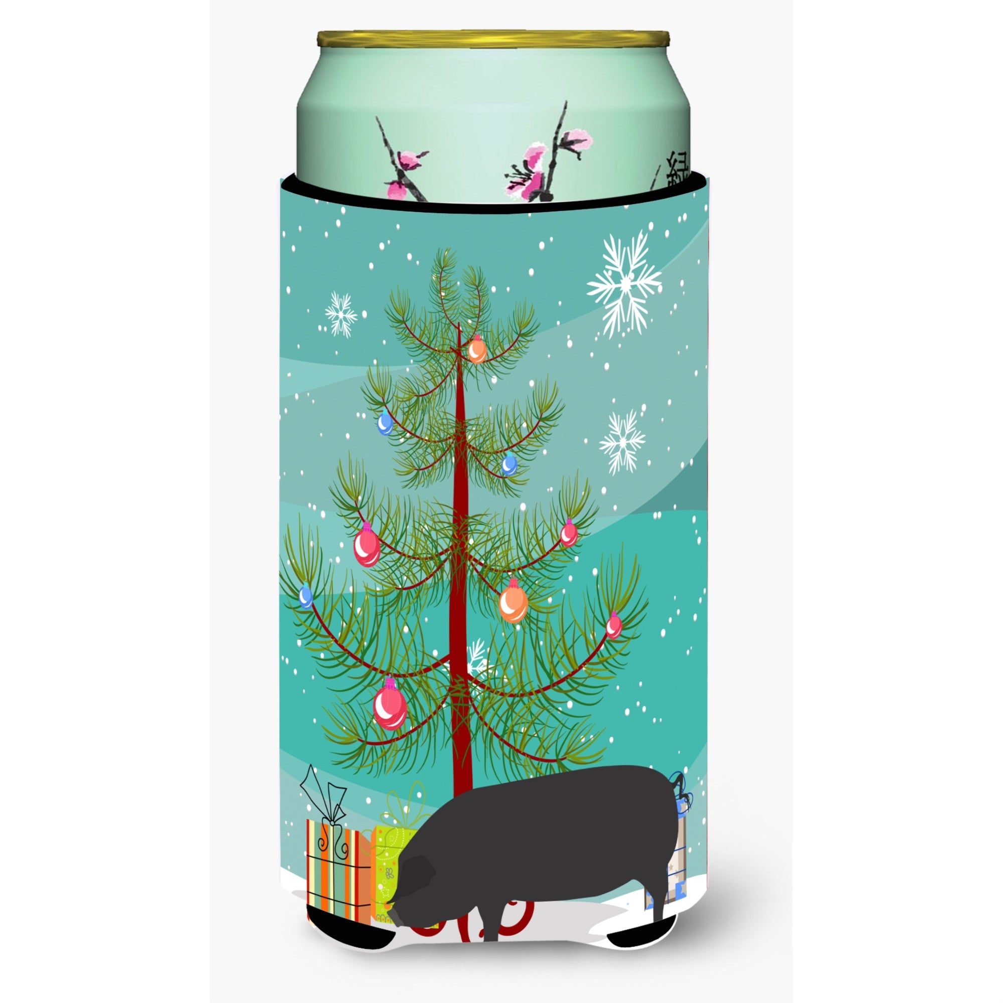 Caroline'S Treasures Devon Large Black Pig Christmas Decorative Can Hugger, Tall, Multicolor