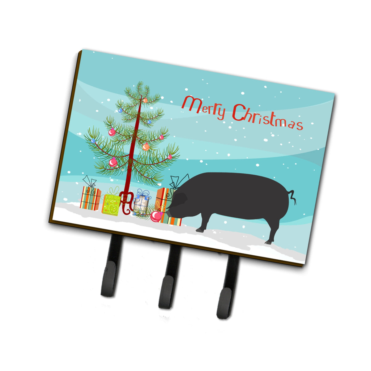 Caroline'S Treasures Devon Large Black Pig Christmas Wall Hook, Triple